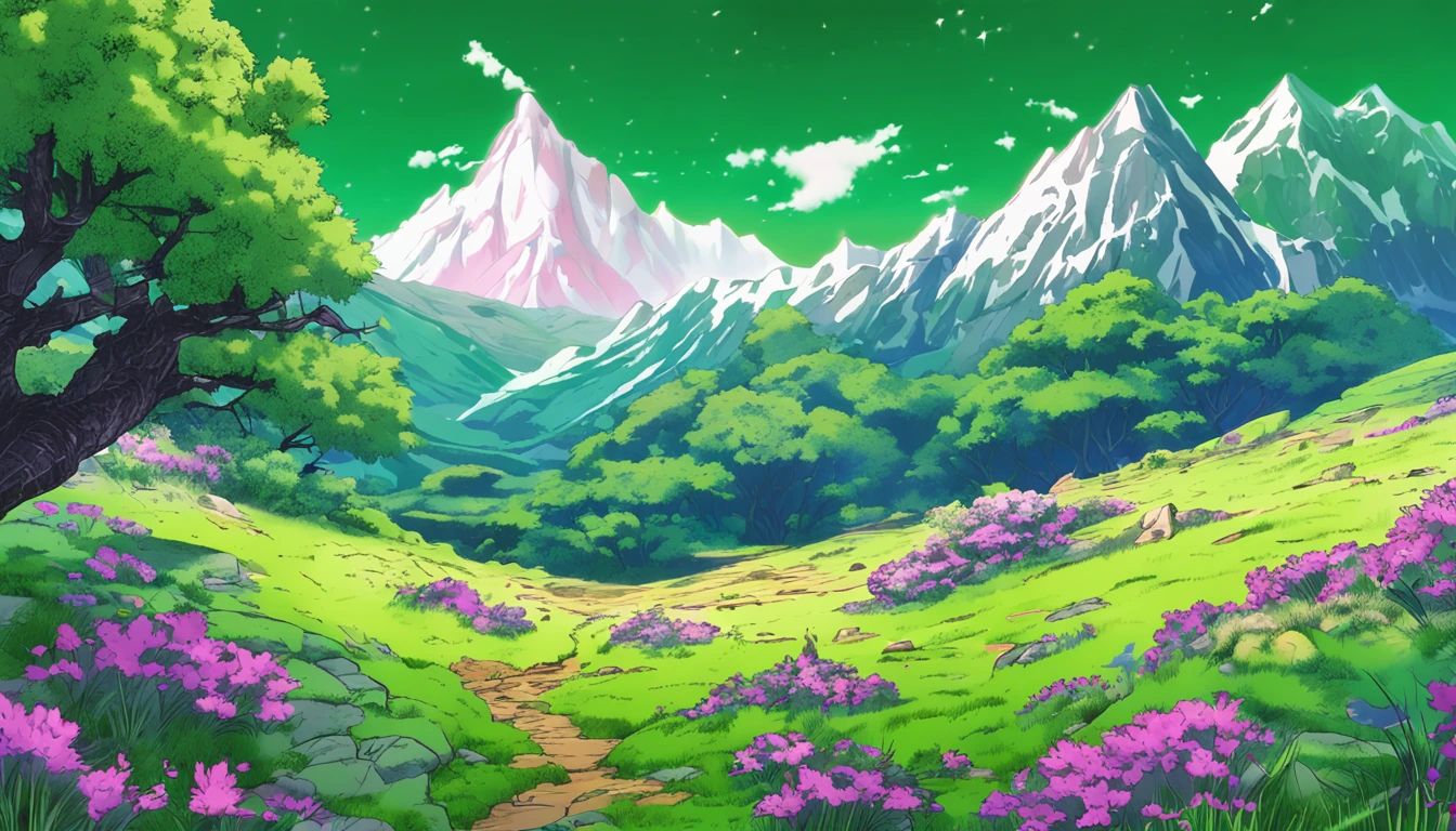 Gundam Warrior Metallic Luster Green Meadow Snowy Mountain Girl