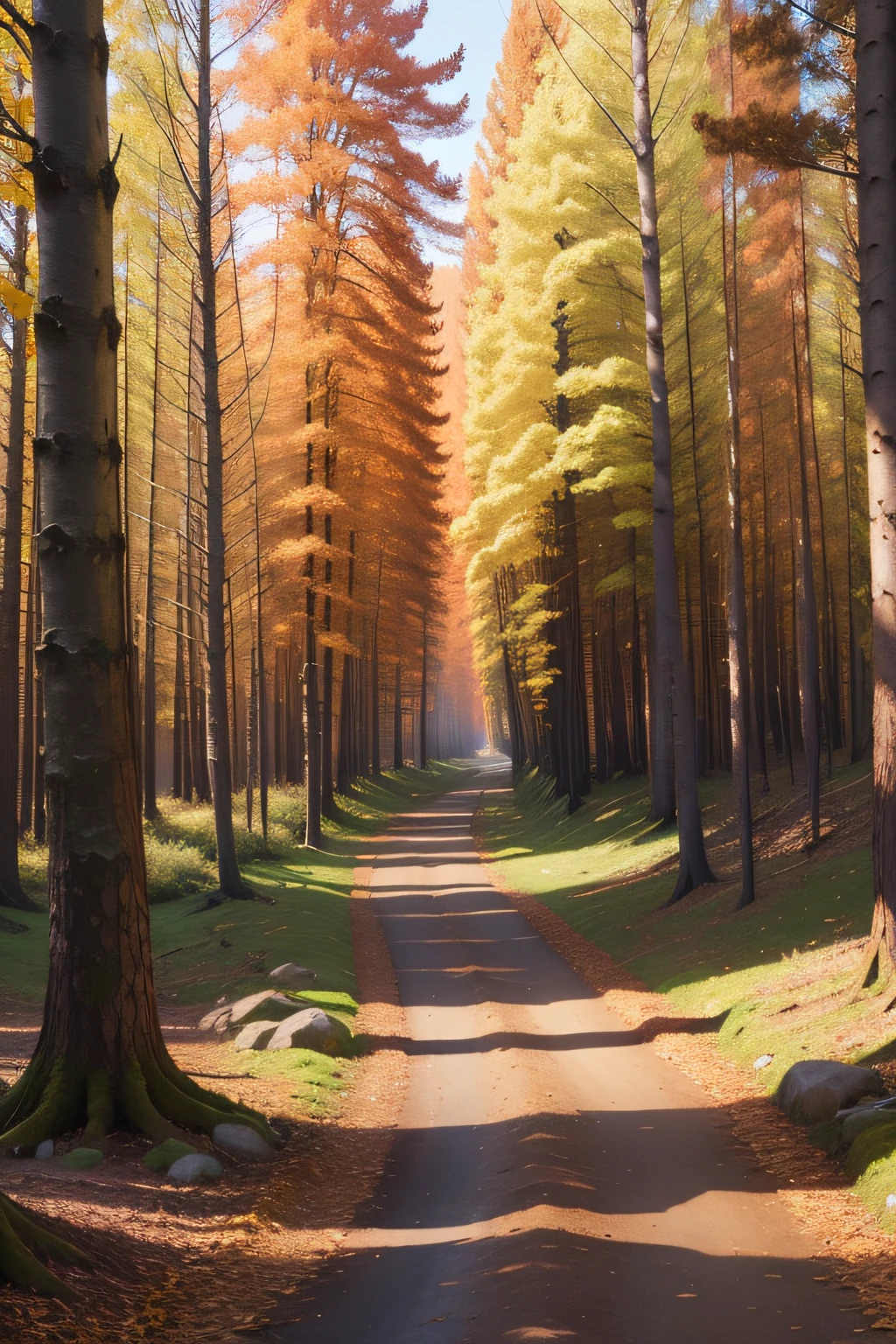 Autumn Forest, And in the forest between the trees there is a path