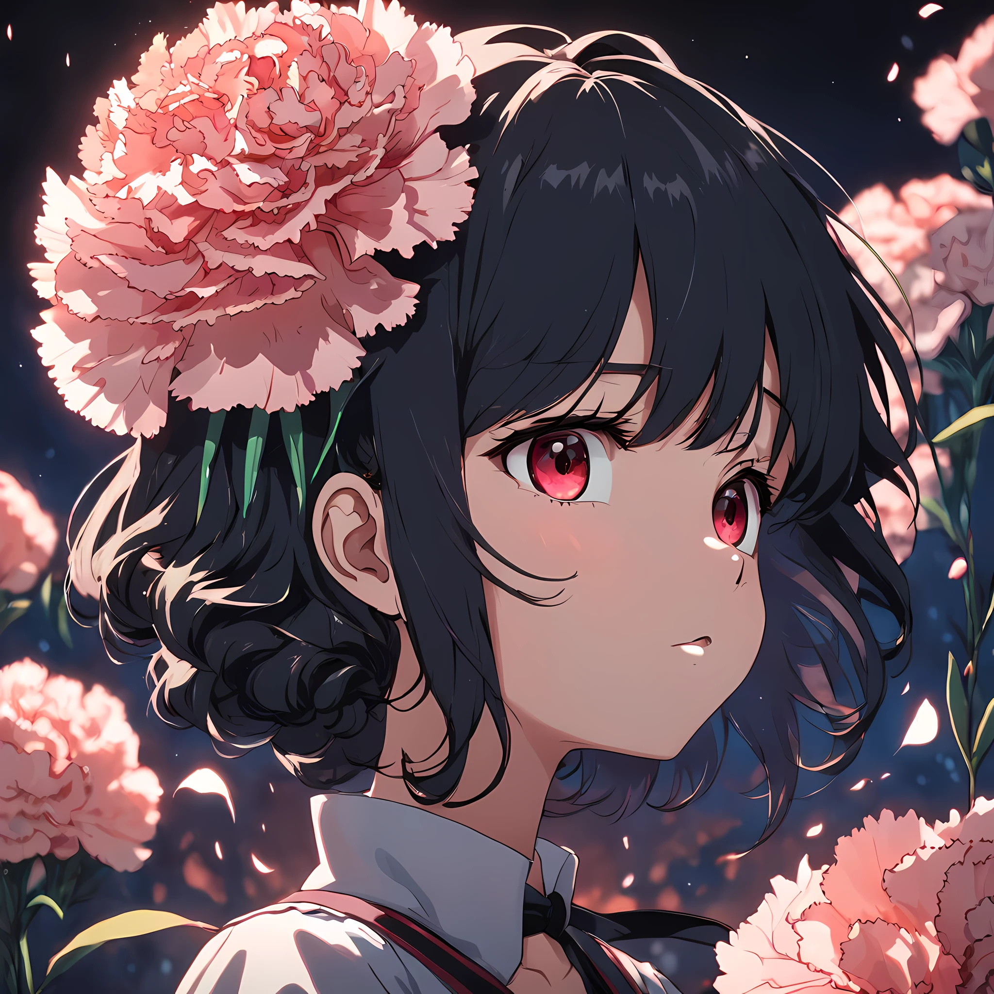 carnation,garland,Realistic,Black background