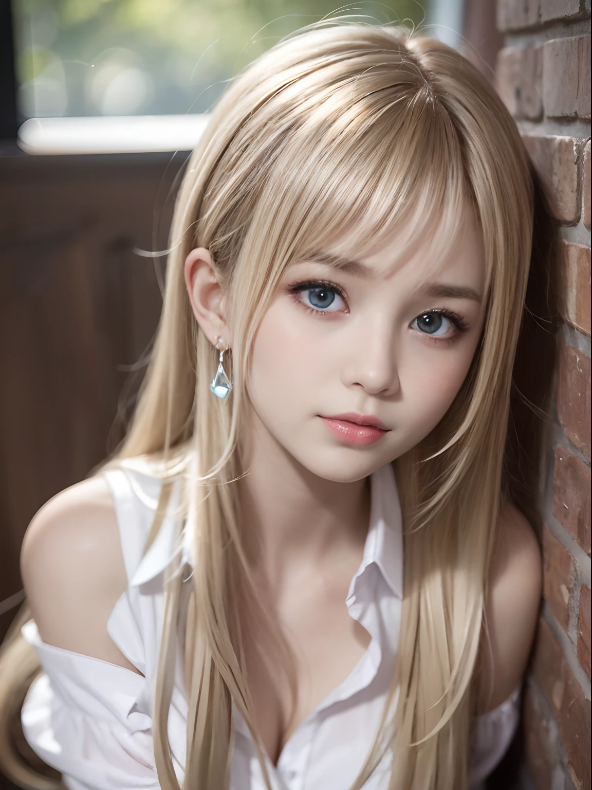 portlate、School Uniforms、bright expression、poneyTail、Young shiny shiny white shiny skin、Best Looks、Blonde reflected light、Platinum blonde hair with dazzling highlights、shiny light hair,、Super long silky straight hair、Beautiful bangs that shine、Glowing crystal clear attractive big blue eyes、Very beautiful nice cute girl、Lush bust