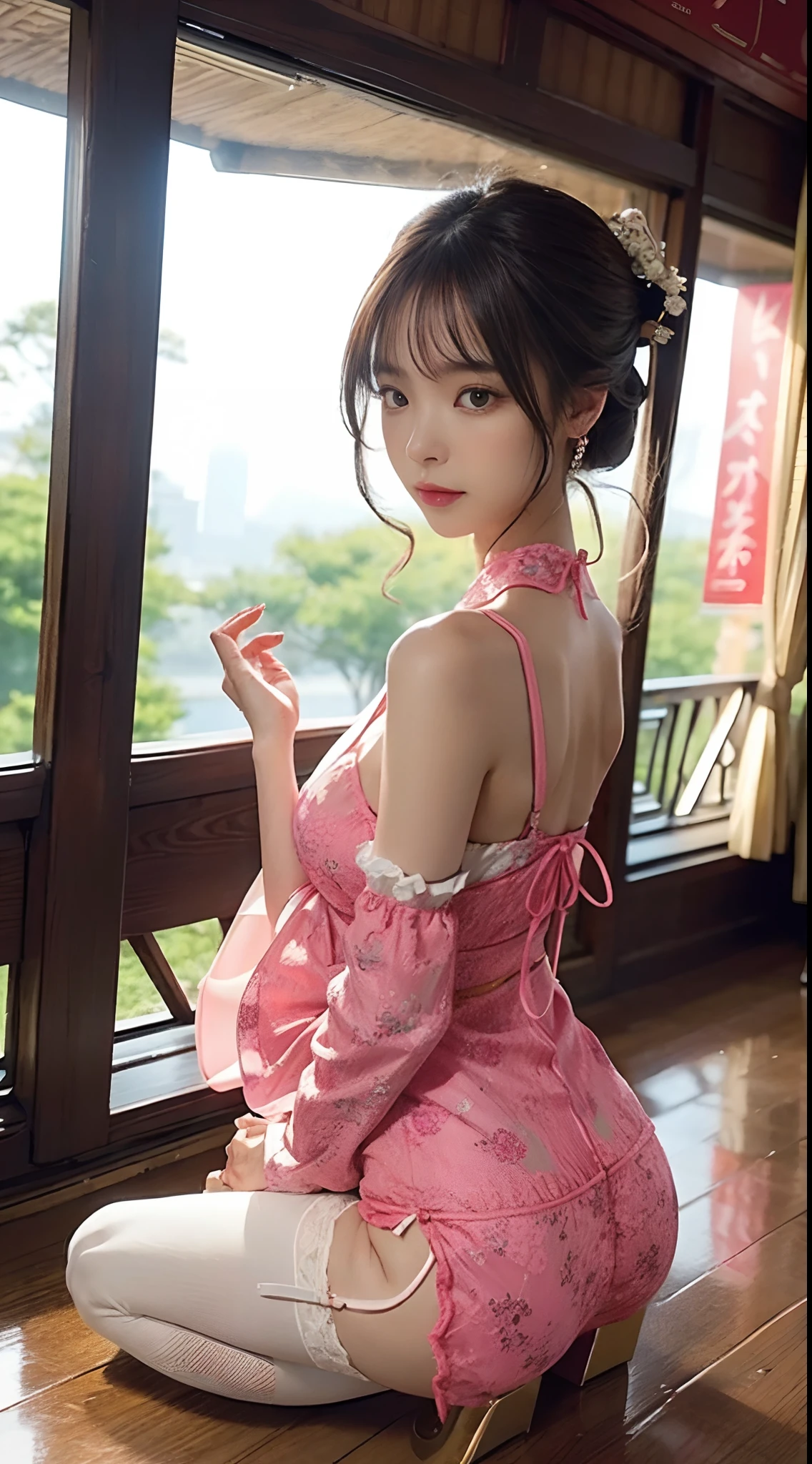 (8K、Raw photography、top-quality、​masterpiece:1.2)、(realisitic、Photorealsitic:1.37)、ultra-detailliert、超A high resolution、1人、see the beholder、beautifull detailed face、A smile、Constriction、(Slim waist) :1.3)、Beautiful detailed skin、Skin Texture、Floating hair、Professional Lighting、Whole human body、Longhaire、Japanese Yukata、Bob Hair、E-cup、Happy smile、sixteen years old、Red ribbons、a baby face、Childish smile、Suppin、Moisturizing lips、Thin pink lips、White background