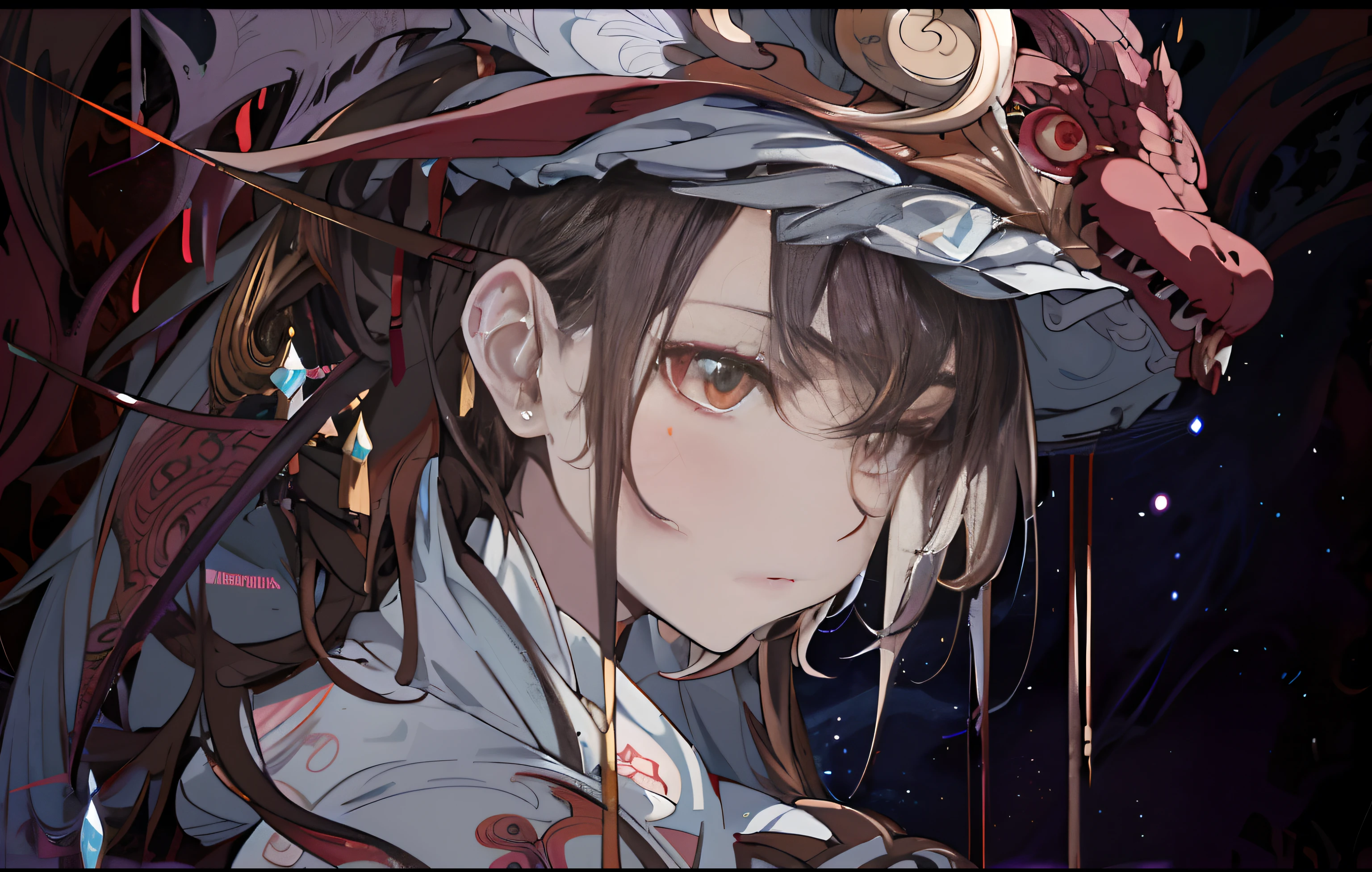 Anime girl with dragon headdress and snake on her head, intricate ornate anime cgi style, Kawasi, Best anime 4k konachan wallpaper, Guviz, Detailed digital anime art, yandere intricate, From Arknights, from touhou, nightcore, anime highly detailed, portrait of a bloodborne hunter, dreamy psychedelic anime, Detailed anime artwork
