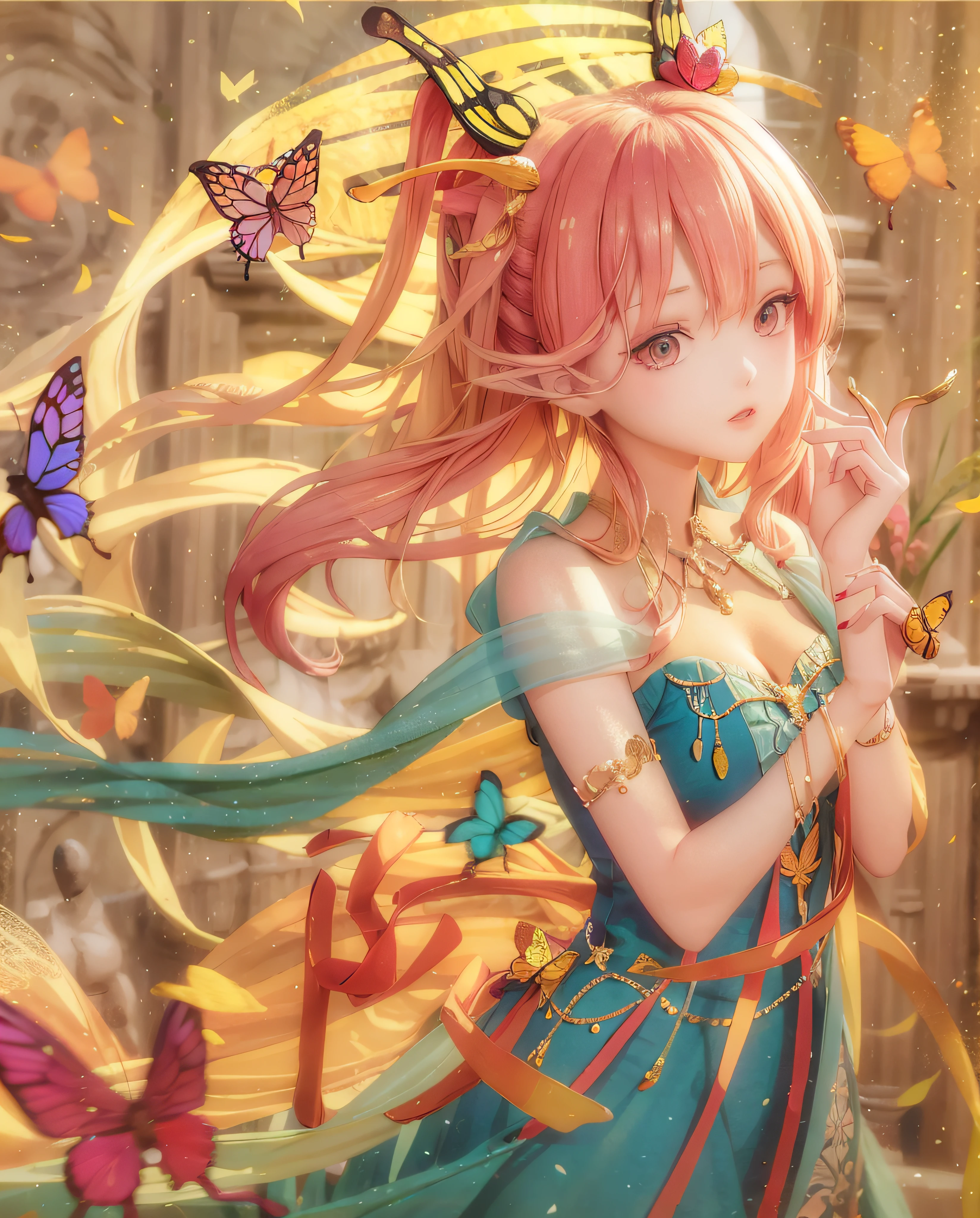 A beautiful girl and butterfly