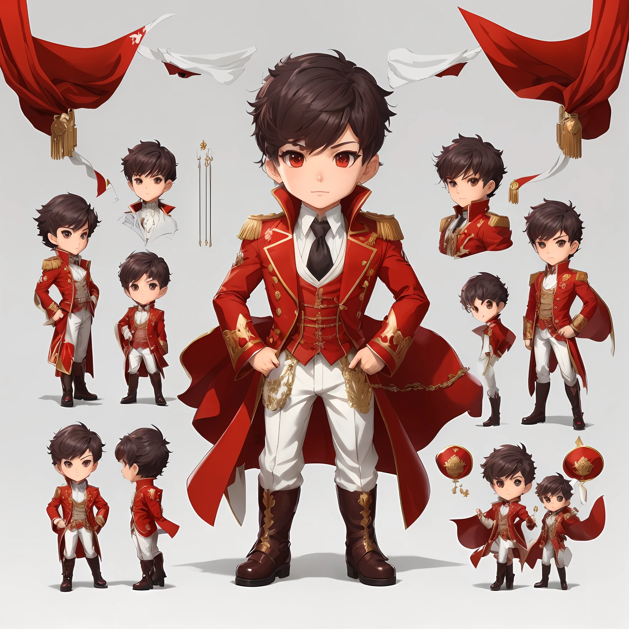 Anime character design of a man in a red coat and white pants, official character illustration, high quality character design, royal attire akira, professional character design, male character design, character art of maple story, highly detailed character design, very detailed character, Official Character Art, full body character design, ( ( character concept art ) ), official concept art, highly detailed exquisite fanart