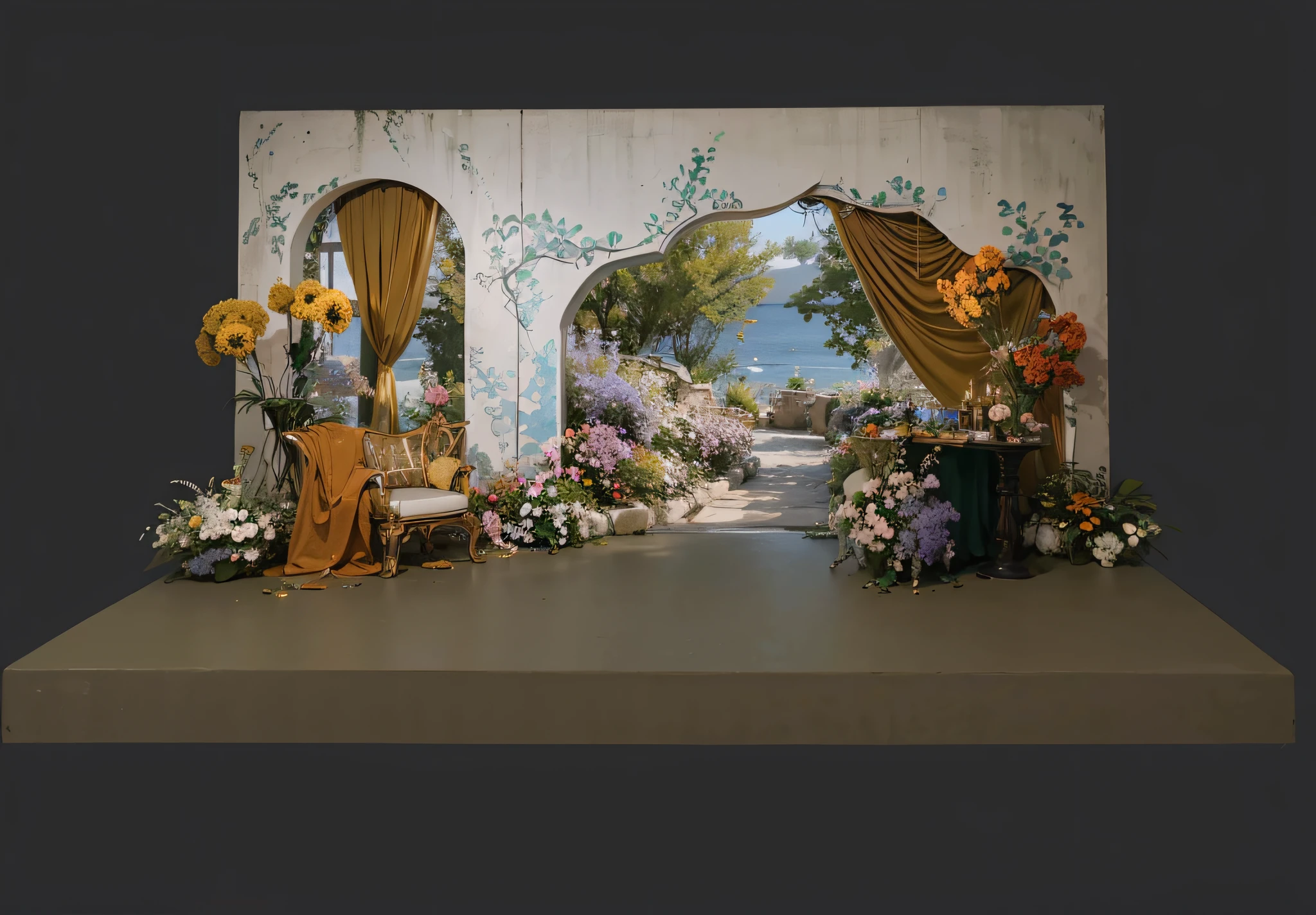 opulent ,Beautiful rendering,hyper HD,Hyper-realistic,,French wedding scene,CG rendering,lavishly decorated,enscape render,,,Wedding,opulent,high qulity,with details,Oil painting feeling,florals,