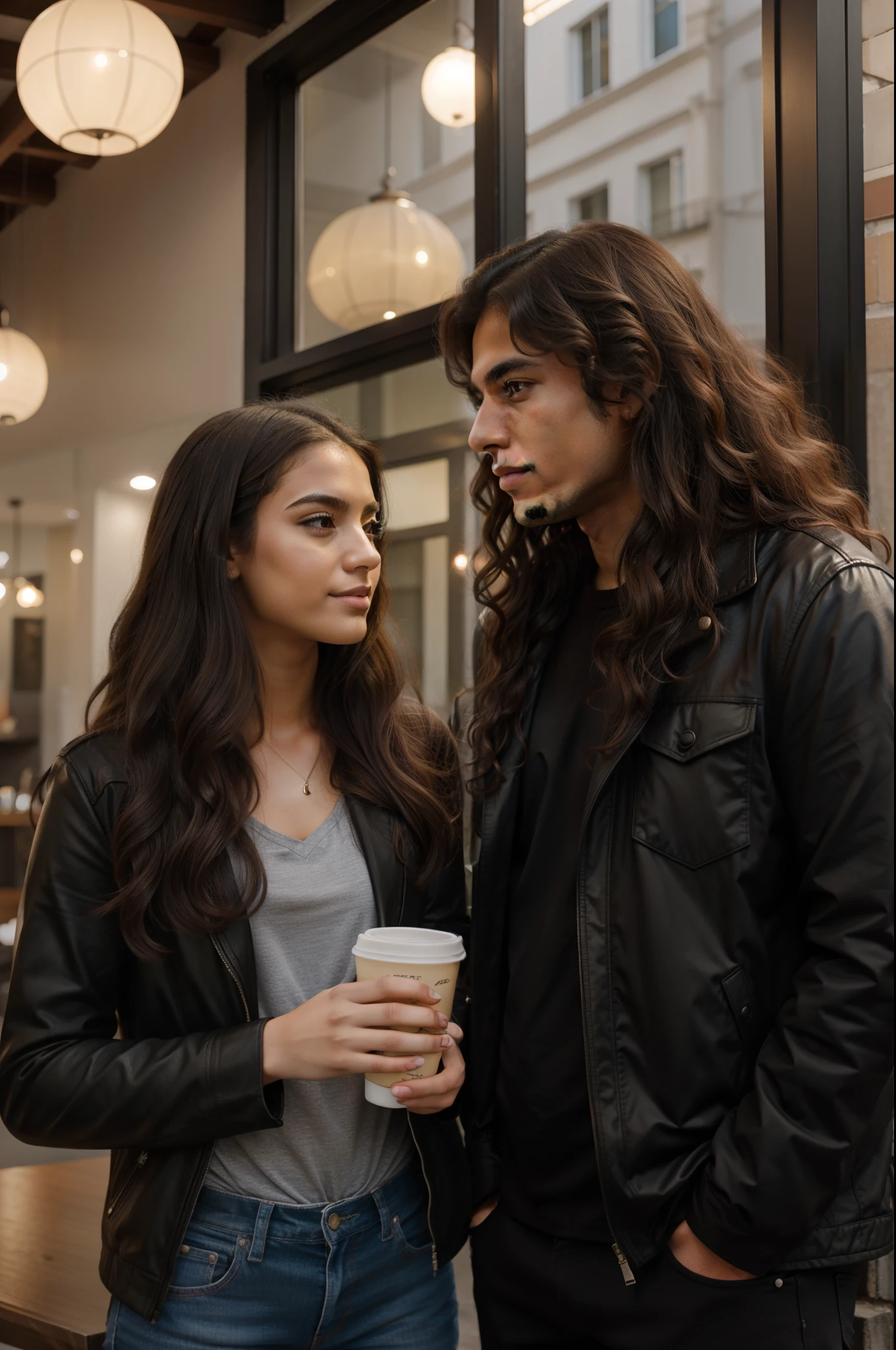 Straight-haired girl and 23-year-old Hispanic man with curly hair