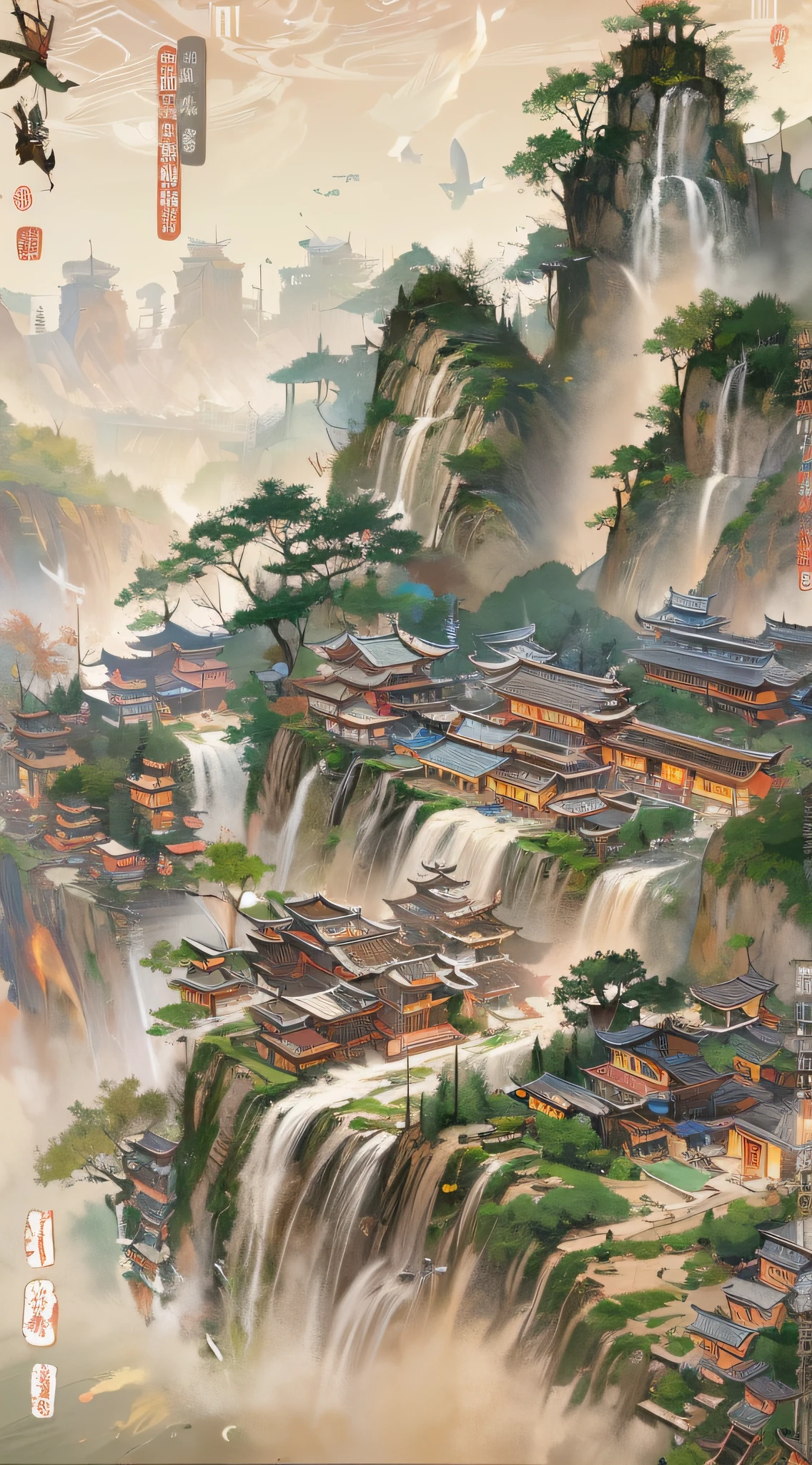 The best quality, masterpiece, koryos, ink bisim, vu changshuo, bonian, real banqiao, badasan people,
mountain horizon, river, forest, village,