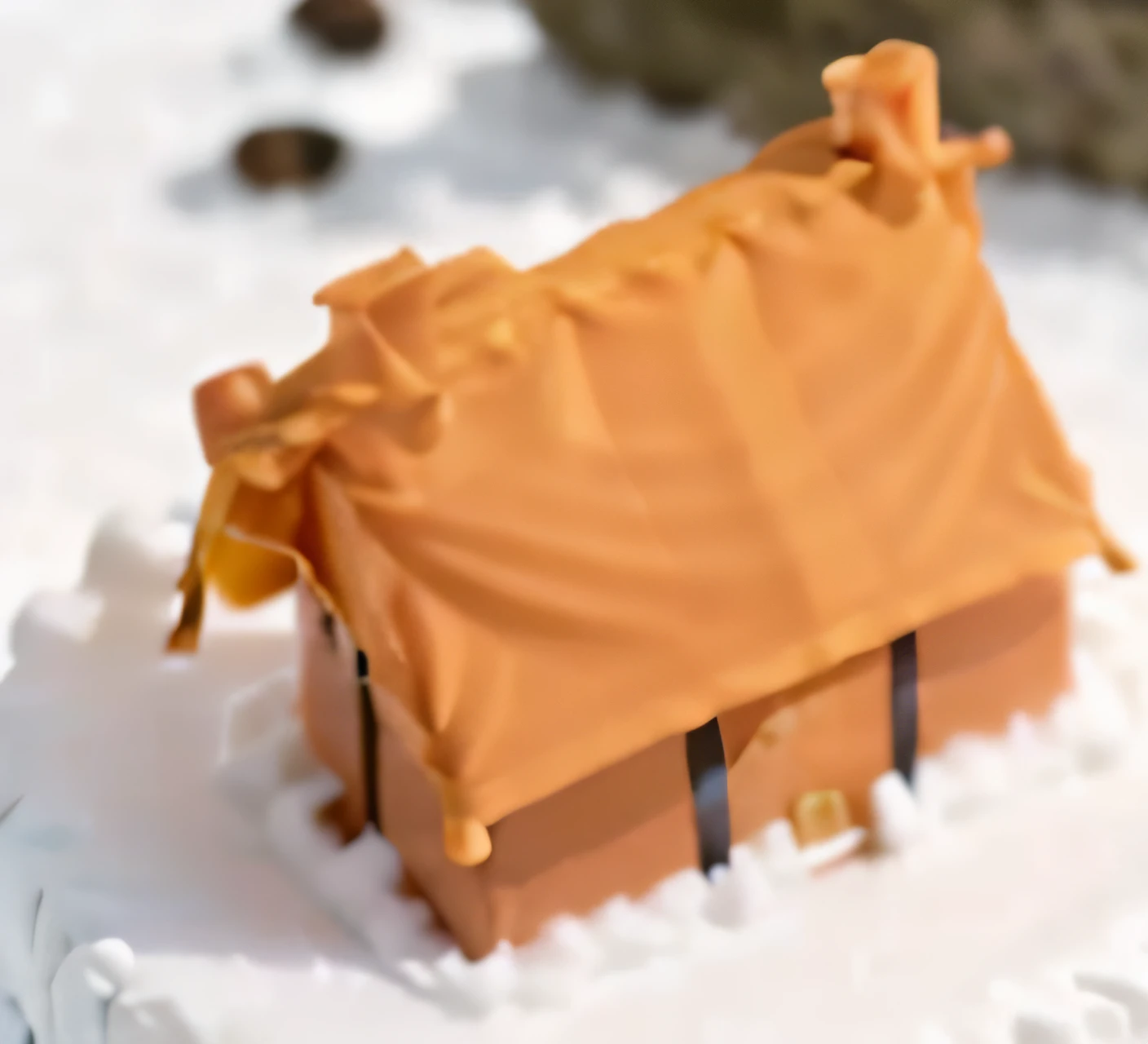There was a tent sitting in the snow, tenten, Merchant tent, Miniature, A small, tenten, tent architecture, 3 colour, Small in size, medium poly, temporary emergency shelter, Medium Shot Shot, Medium - shooting, medium close up shot, N- 4, Orange, N-4, n - 4, N-4, where a large