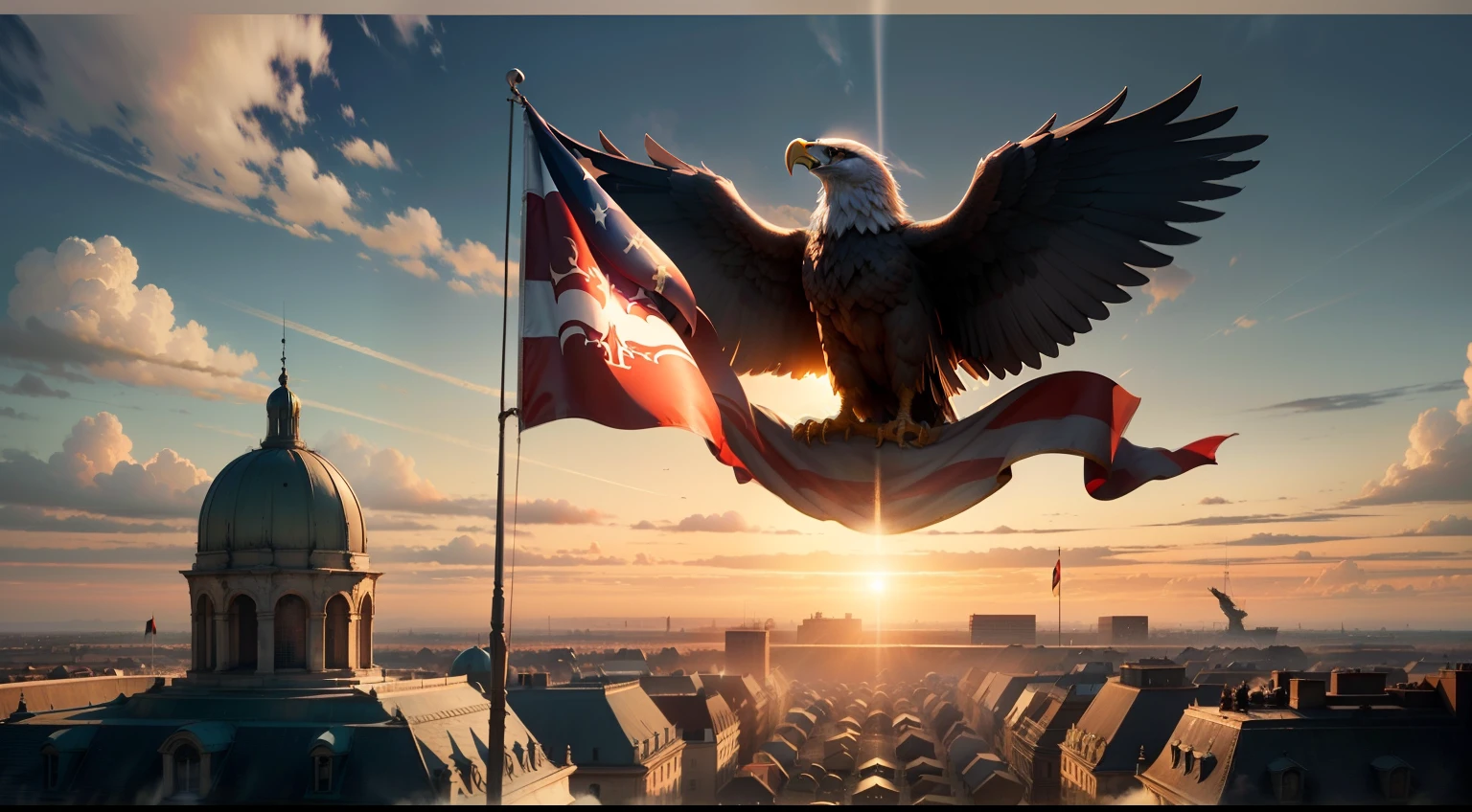 (Cinematic quality)，(Beautiful wallpapers)，Future Empire，Capital of the Empire，The flag is raised，(Greater German Empire)，(Greater Germania)，Imperial Eagle Flag，(Evil Empire)，(On the eve of the world war)，(Neat ranks of soldiers)