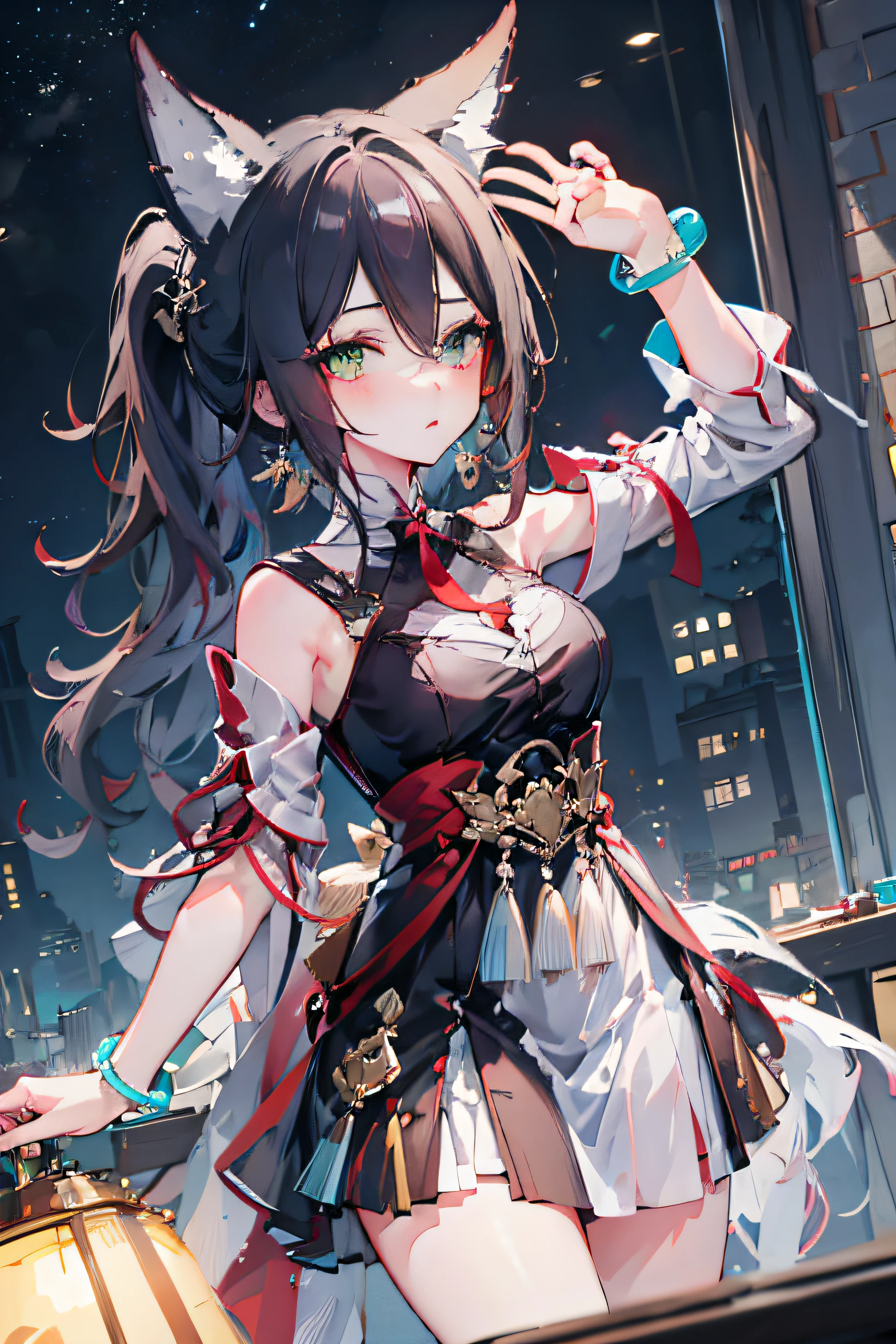 GenshinImpact, {{{Hu Tao (GenshinImpact)}}}, {{{masutepiece}}},{{{Best Quality}}}, {{Ultra-detailed}}, {{extremely details CG}}, {{8K_Wallpaper}}, {{extremely delicate and beautiful}}, Dynamic Angle, floating, {Beautiful detailed eyes}, extremely delicate and beautiful girl, 1girl in, Twin-tailed, {Black hair}, Red-eyed eyes, blush, Full body, Shorts, Black jacket, Leather shoes, White short socks, flower-shaped pupils,