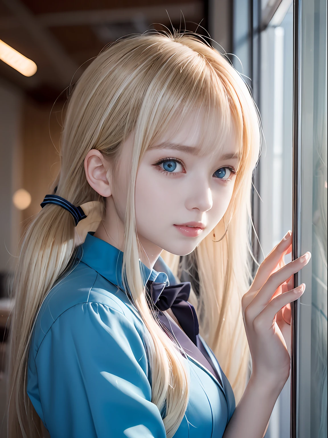 marie rose,blonde,blue eyes,neutral expression,cute