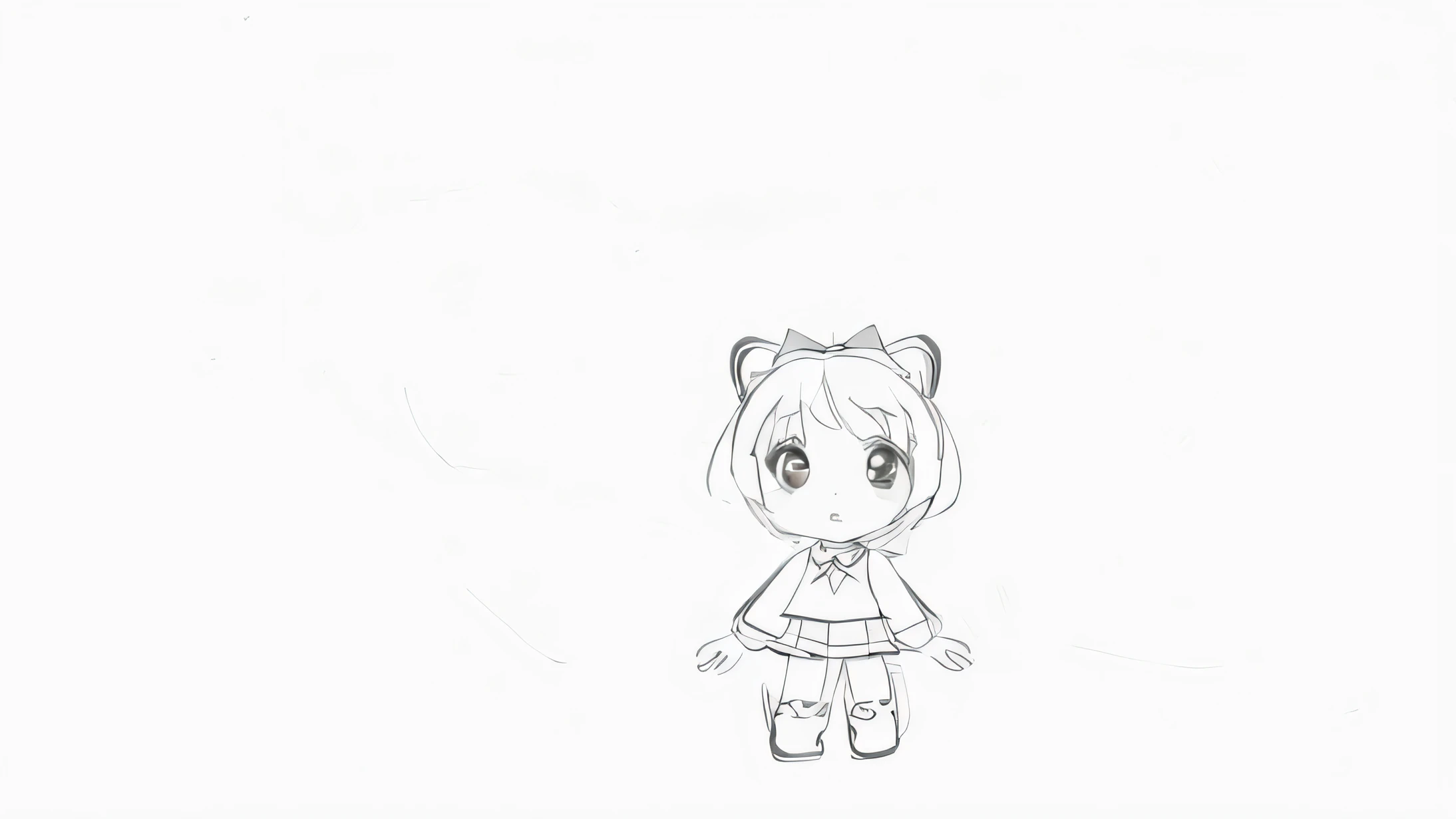 Draw a cartoon girl with teddy bear head and bow, clean anime outlines, clean lineart, chibi proportions, Simple lines of art, Outline sketch, lineart behance hd, contour drawing, linear art, flat anime style shading, bold lineart, Line sketch, perfect lineart, style of magical girl, variable lineart, clear outfit design