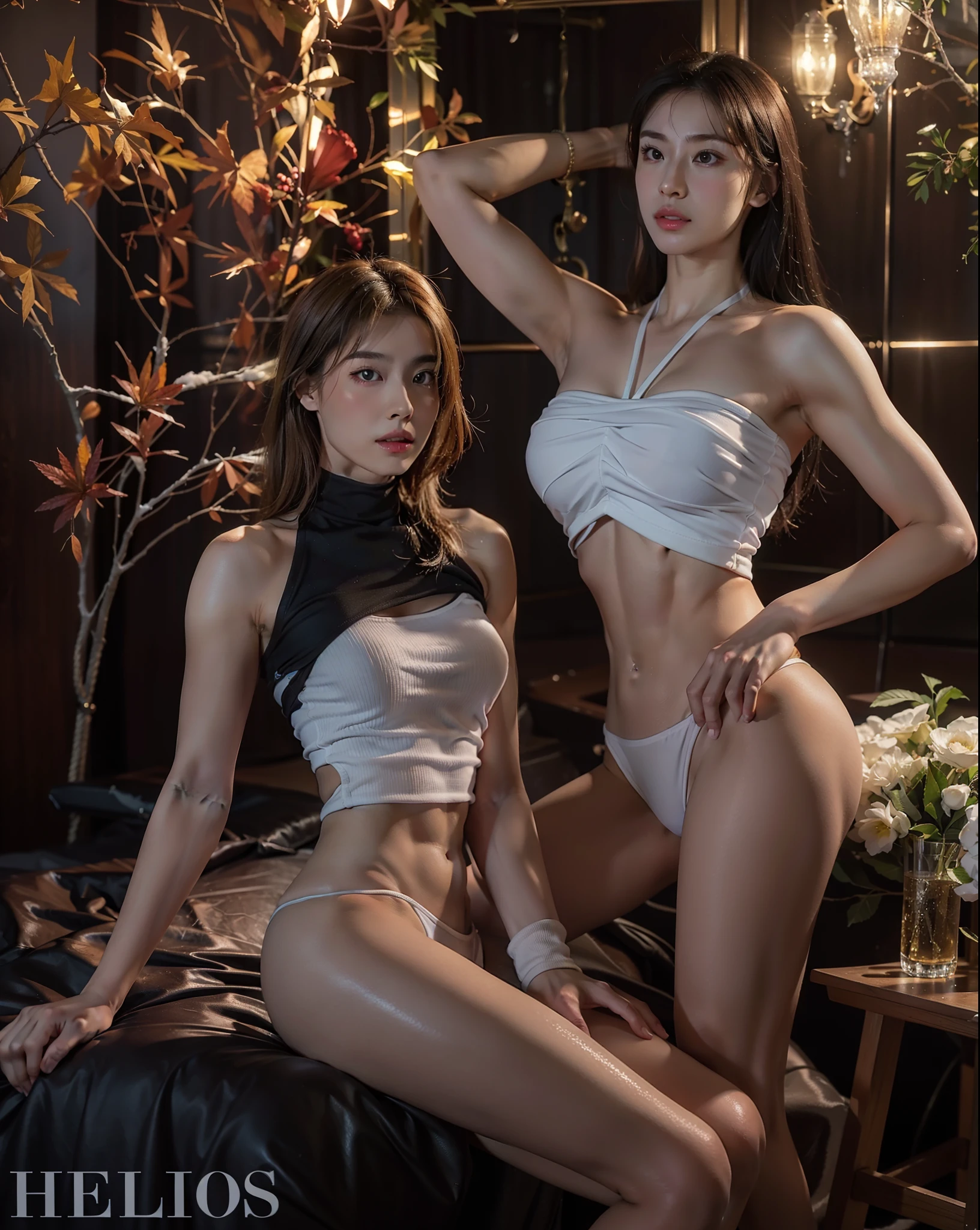 Bigchest,There are abs,Fitness beauty,Shiny,perspire,Moist body,There are muscles,Raised sexy,8K,Snow-white skin