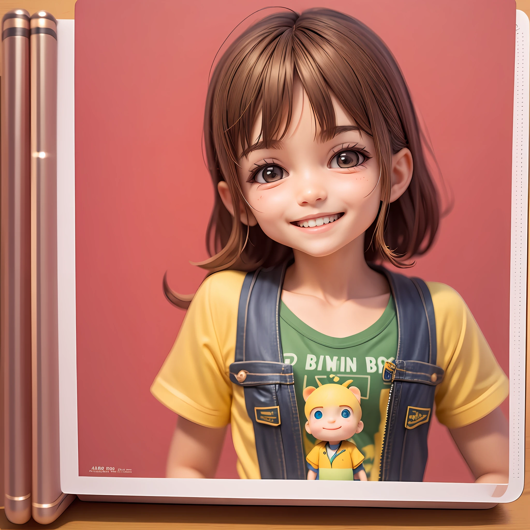 Mini avatar,garoto,segurando um notebook,camisa do brasil, sweet smile