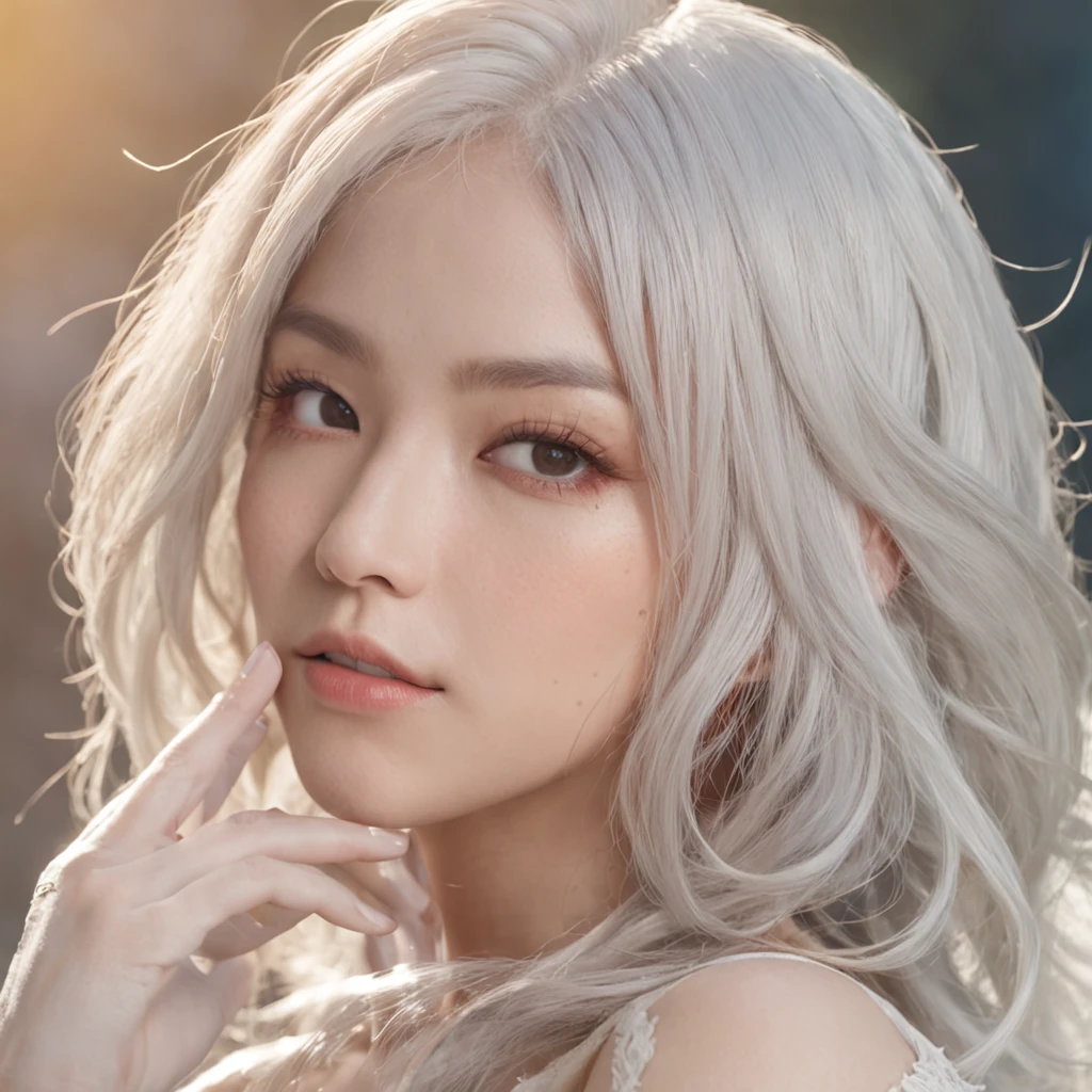 (Best quality), Oriental detailed background,, ((Masterpiece)), (((Best quality))), ((Ultra-detailed)), ((Disheveled hair)), (1 girl), (Solo), (Beautiful white young beauty), Korean Idol, (Whole body), Dynamic Angle, Beautiful detailed eyes, hairs between eyes, (Small head), (Cannon EOS 5D MARK III, 50mm Sigma f/1.4 ZEISS lens, F1.4, 1/800s, ISO 100:1), NSFW, Masterpiece, Best quality, Asymmetrical bangs, hair behind ear, hair over one eyebrow, Delicate facial features,1girll, White hair, Red bridge hair, Eromanga, urban_fantasy, Alchemist,, ((Cinematic light)), Ultra detailed, Best quality, absurderes, high resolution, (Extremely detailed 8k wallpaper), ((Exquisite and beautiful)), Pisif, ultra - detailed, Best Anatomy, illustration, No Man, (((Masterpiece))), ((A high resolution)), ((High quality)), (Intricate details), (fantasy), Detailed forest, (Colorful various leaves), ((Rainbow)), (Liquid), Best shadow, Sunlight, hollow, Colorful, Pink petals, Gold leaves, (Blue leaves), Lens flare, Pastel color