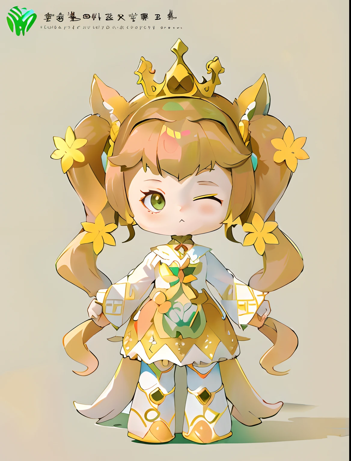 An anime character with a girl wearing a crown and a dress, character art of maple story, elf girl wearing an flower suit, gilded lotus princess, , cute character, style of maple story, cute anime waifu in a nice dress, Cute detailed digital art, Elf Princess,Tsundere expression,face edictor