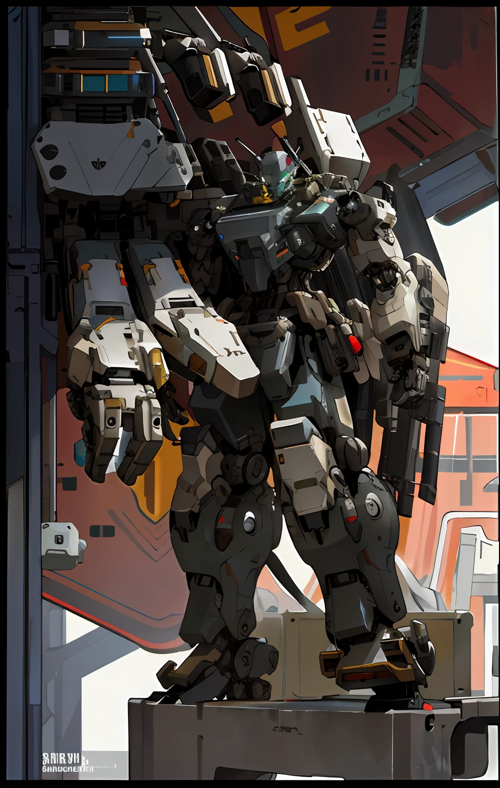 Drawing of a robot with a large body and a big head, Full body mecha,steampunc, painterly humanoid mecha, mech concept art, Cyber Mech, mechanized art concept, Alexander Ferra Mecha, concept art h 8 0 0, Humanoid mech, mech body, Mech suit, robot concept art, expert high detail concept art, portrait of a mech