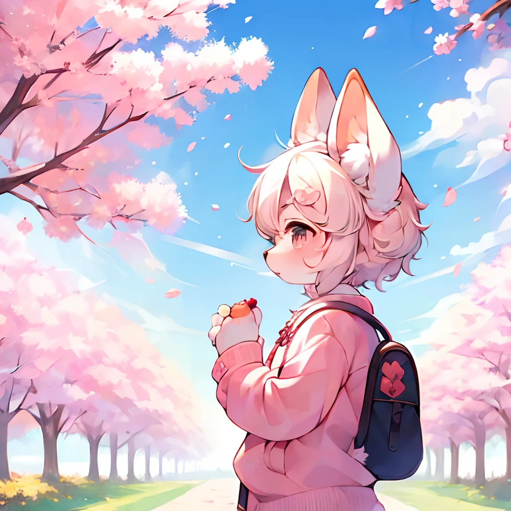 charming scene of a (furry anthro) sheeps_ girl says pink cherry blossoms