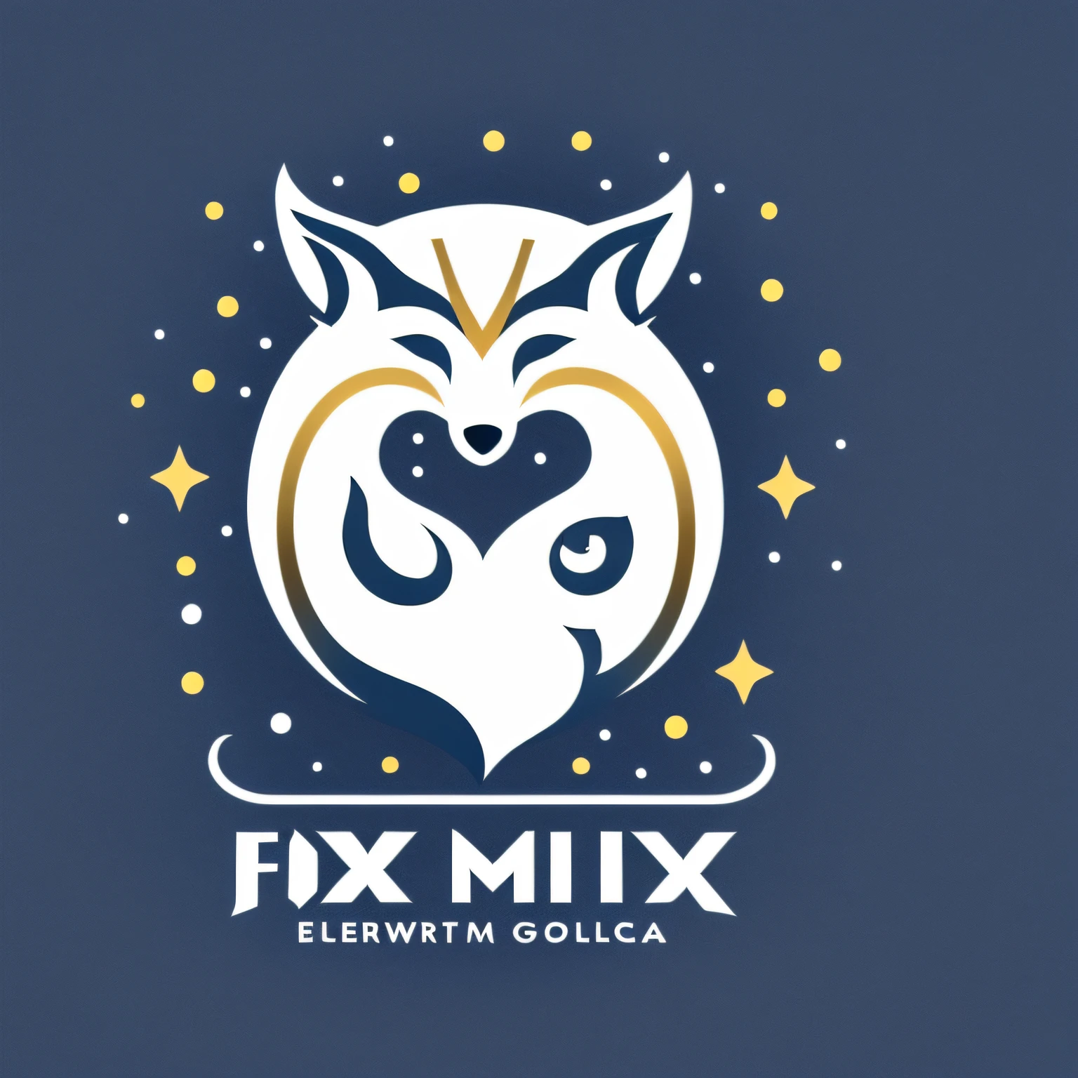 Logo with TEAM SNOW FOX writing, fox line art logo, white and dark gold background, dark blue, minimal and solid — SNOW FOX