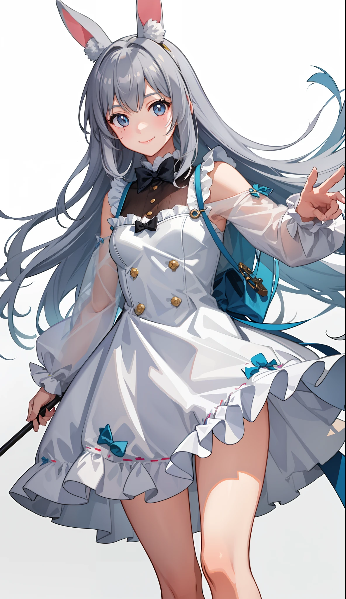 スカート捲り、Without skirt、The skirt is flipped up、Without skirt、White underwear、In underwear、Panties in full view、White panties、 1, 1girl, asahina mikuru, long hair, kita high , solo,  short sleeves, red ribbon, large breasts, cowboy shot, waving, outdoors, Underwear in full view、スカート無し