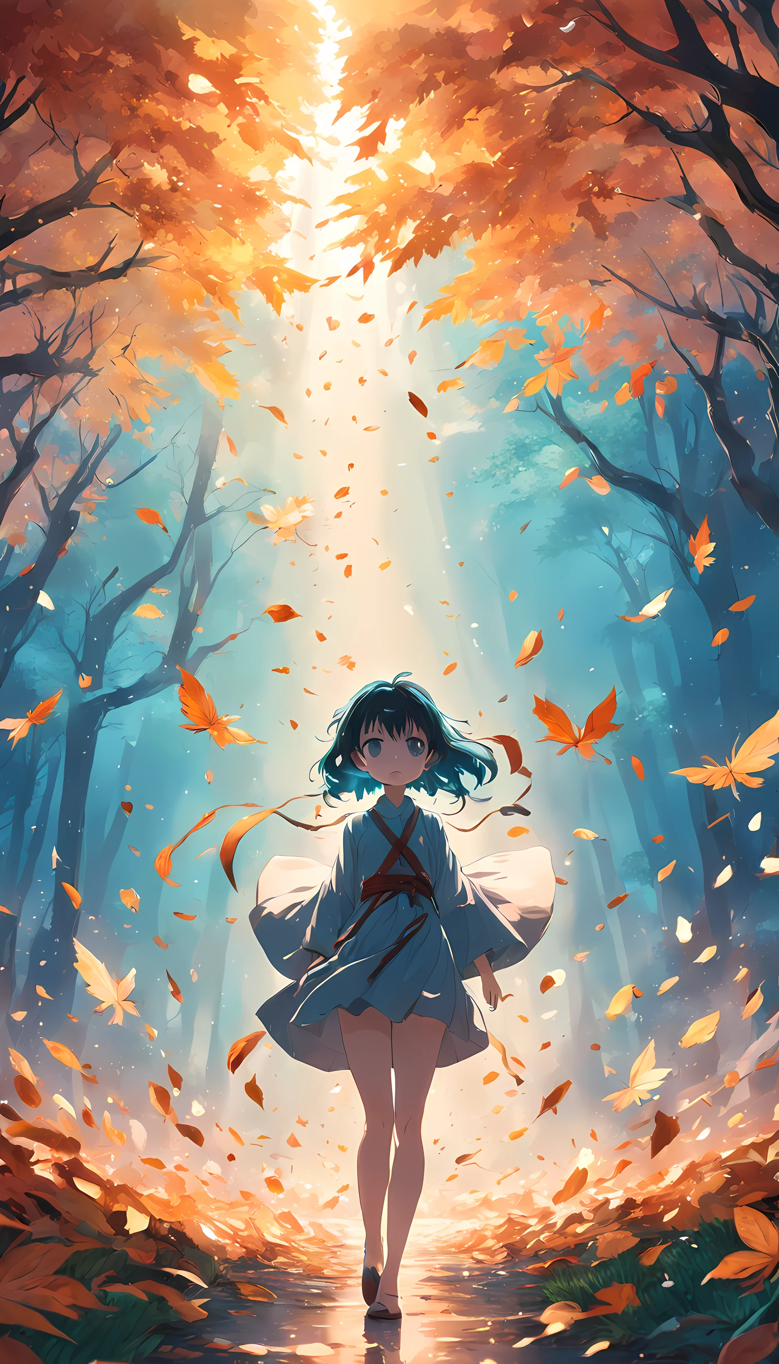 Masterpiece, best quality, (very detailed CG unity 8k wallpaper) (best quality), (best illustration), (best shadows) Nature&#39;s delicate leaves petals of various colors falling in the air light Tracking, super detailed