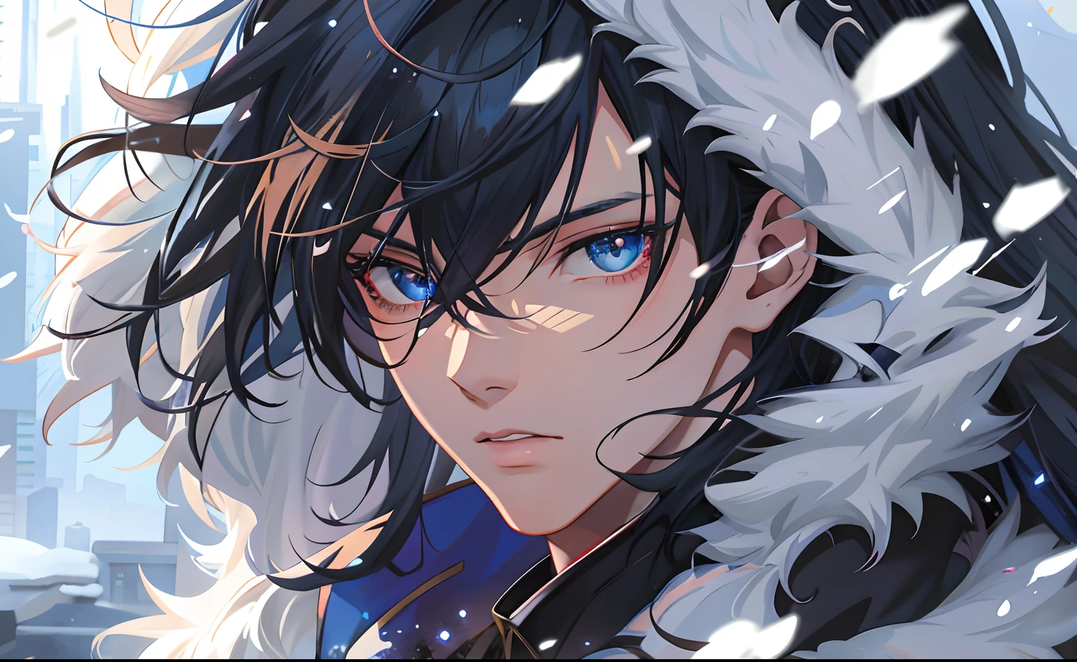 anime big breast, A girl in a blue eye and a black coat in the snow, Tall anime guy with blue eyes, Stunning anime face portrait, Detailed digital anime art, Anime boy, Anime handsome man, anime wallaper, young anime man, handsome guy in demon killer art, Anime wallpaper 4K, Anime wallpaper 4 k, male anime character, 4k manga wallpapers