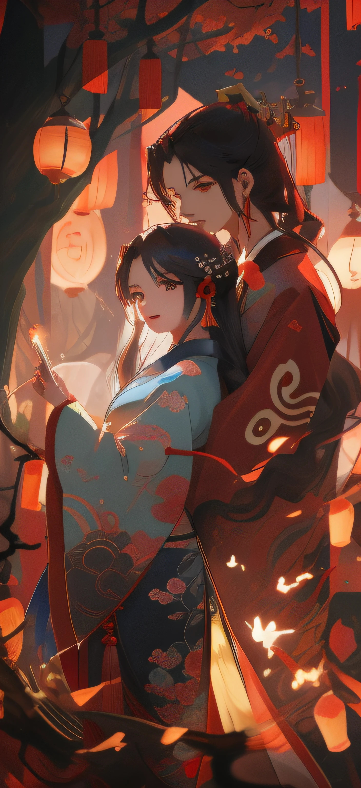 The tree,Men and women under the Tanabata tree hang concentric locks together,Anime Couples Night in Chinese City, Guviz-style artwork, Guviz, by Yang J, author:Shitao, by Ye Xin, trending on cgstation, yiqiang and shurakrgt, Guweiz in Pixiv ArtStation, Kawasi, WLOP and Sakimichan,Anime couple in Hanfu hugging under a lantern on a tree, by Yang J, flowing hair and long robes, Guviz, Guviz-style artwork, WLOP and Sakimichan, cute couple, By Li Song, trending on cgstation, by Ye Xin, Chinese style, yiqiang and shurakrgt, author:Chen Lin