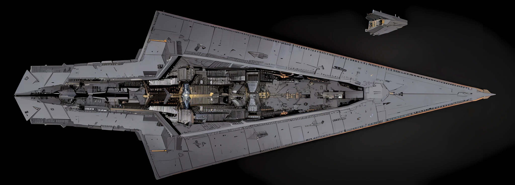 Close-up of the Star Destroyer model, Star Destroyer, Executor-class Super Star Destroyer, Star Destroyer, Inside the Star Destroyer, front side view full sheet, astonishing detail, stardestroyer in the background, Crazy super detail, detailed spaceship, hyper detailed masterpiece, extremely detailed frontal angle, the sideview. Executor-class Star Destroyer,Executor-class dreadnought star destroyer,Smooth surface