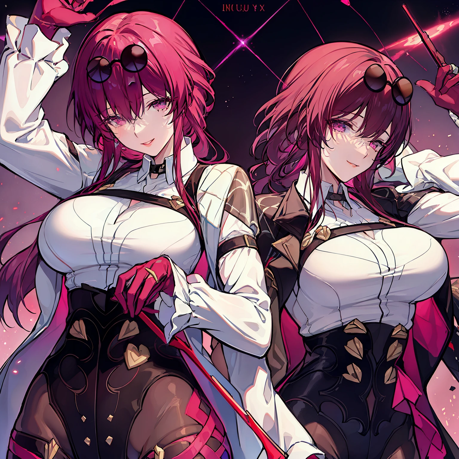 top-quality、8K、Beautuful Women、intergalactic、planetes、Star chips、nigh sky、Red Sword、Dark background、strung with thread、skill、Lightning strikes