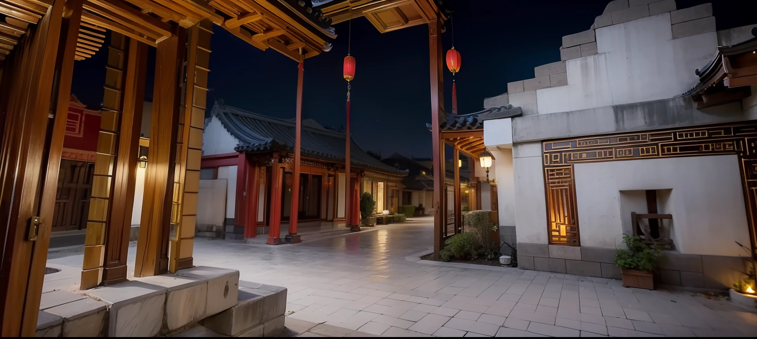 verism style，real photograph，（photore：2），Chinese-style courtyard，nigth，Rich layers，Highly meticulous，Rich in detail，Excellent quality