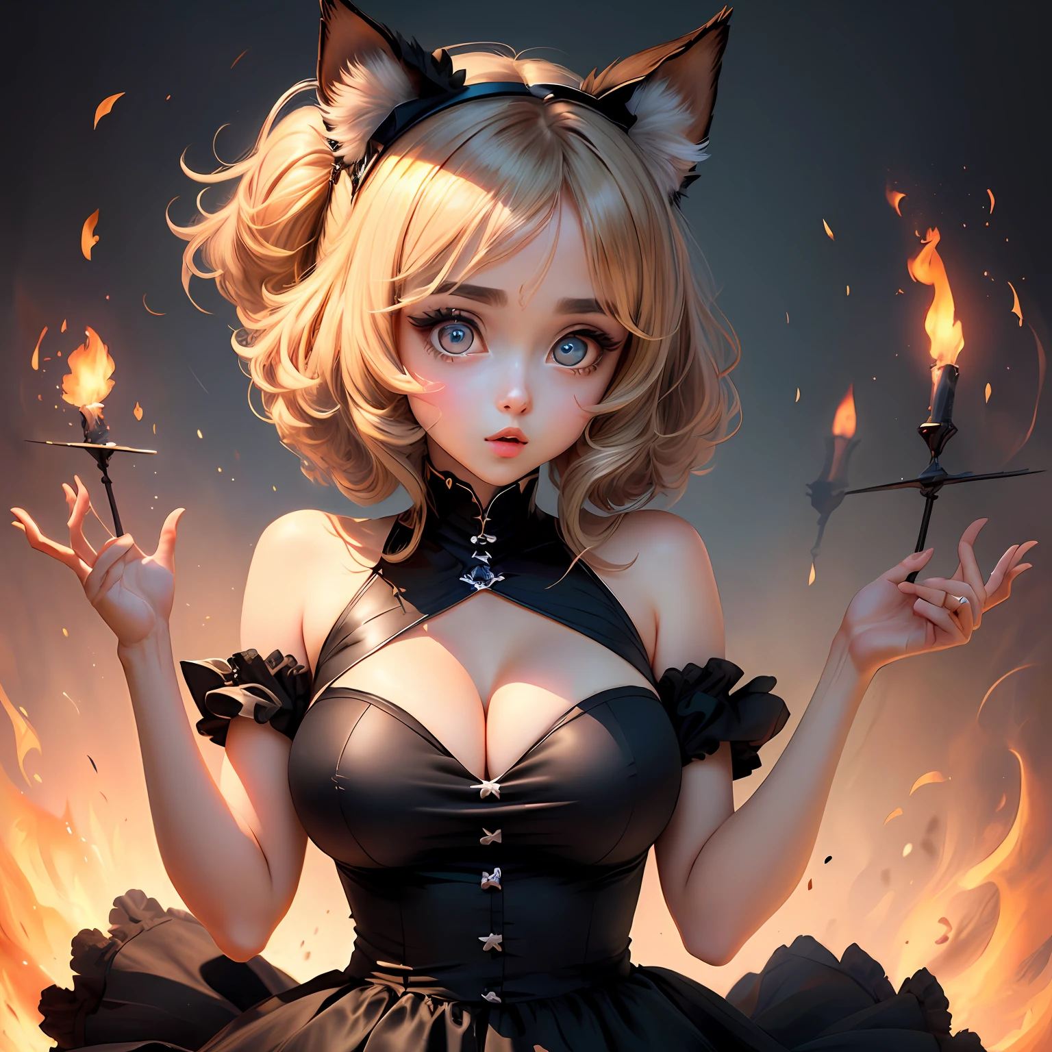 Two-dimensional black silk loli big eyes animal ears big breasts