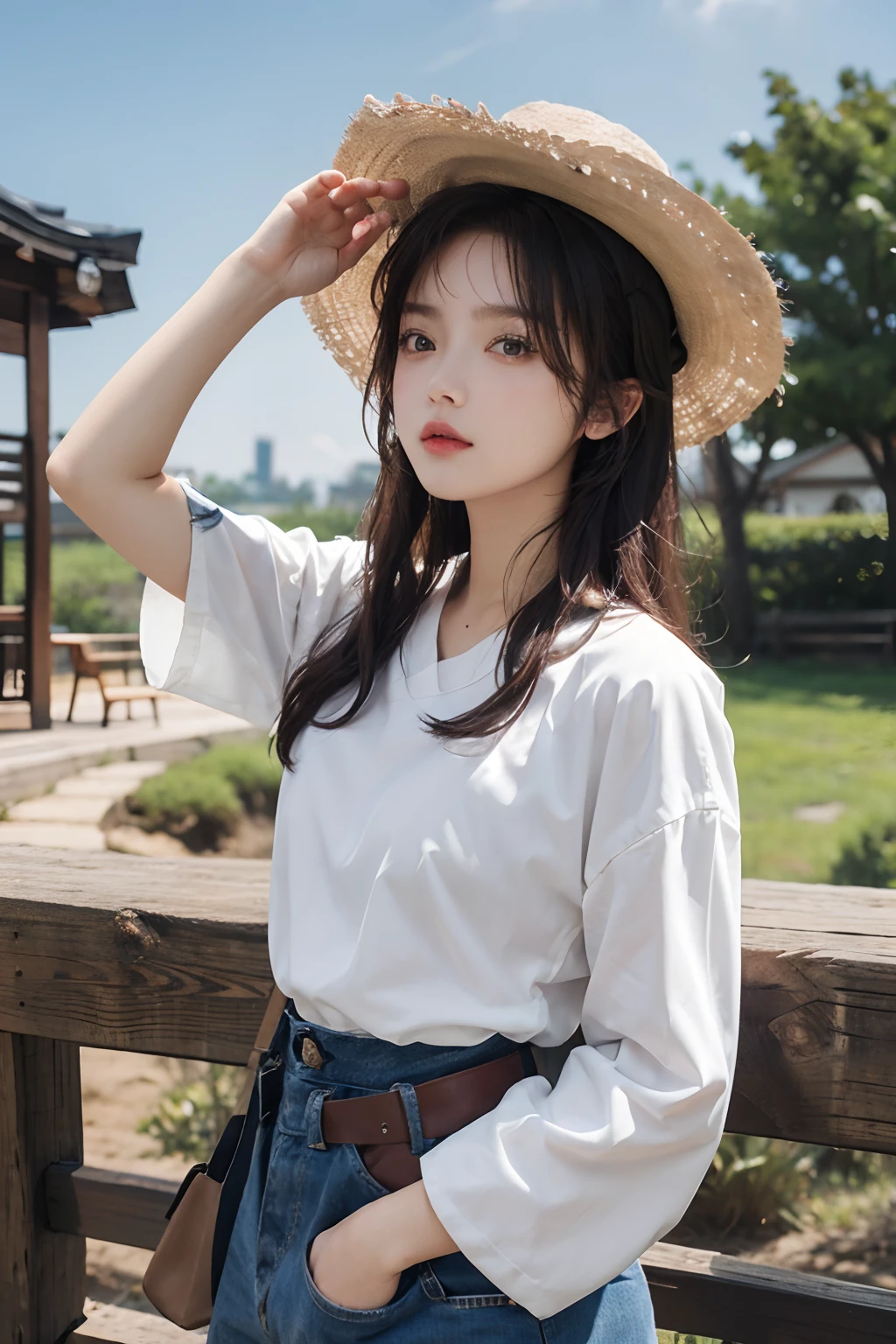 Masterpiece,Best quality,超高分辨率,Realistic skin,Cowboy shot,
Outdoors,Summer