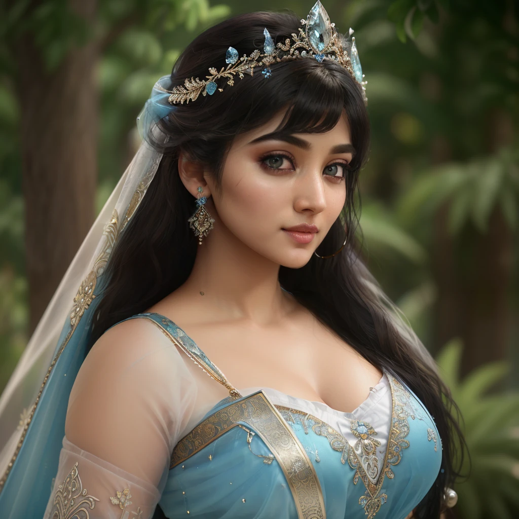 Dressed as Elsa from Frozen, this Indian beauty captivates with ebony tresses cascading over her shoulders. Her brown eyes hold both wisdom and mischief, while her lush smile reflects joy and elegance. The pale blue gown, a blend of Indian grace and Elsa's charm, shimmers with embroidered patterns. A mesmerizing fusion of cultures and styles, she embodies beauty in every glance. Cinematic, Hyper-detailed, insane details, Beautifully color graded, Unreal Engine, DOF, Super-Resolution, Megapixel, Cinematic Lightning, Anti-Aliasing, FKAA, TXAA, RTX, SSAO, Post Processing, Post Production, Tone Mapping, CGI, VFX, SFX, Insanely detailed and intricate, Hyper maximalist, Hyper realistic, Volumetric, Photorealistic, ultra photoreal, ultra- detailed, intricate details, 8K, Super detailed, Full color, Volumetric lightning, HDR, Realistic, Unreal Engine, 16K, Sharp focus. --v testp