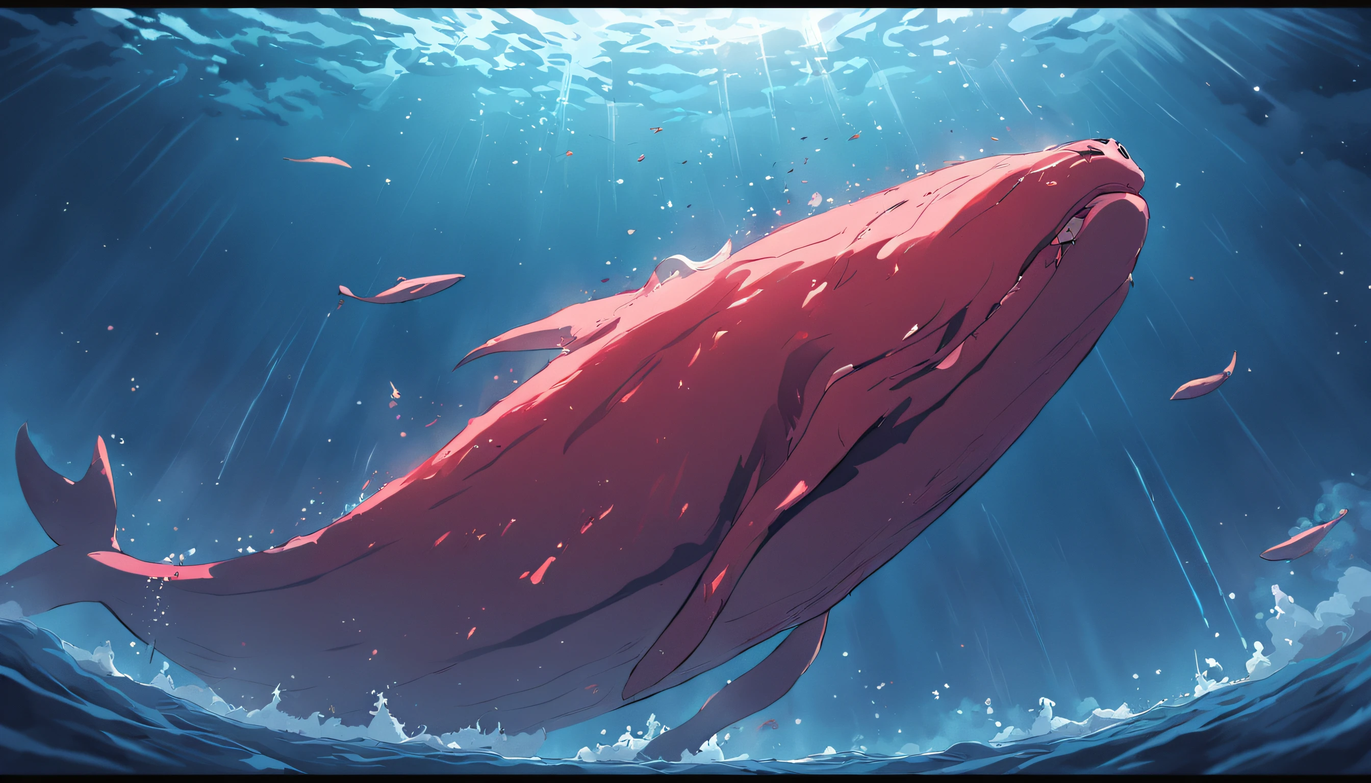 abyssal，Colorful ocean currents，The red whale jumps out of the sea