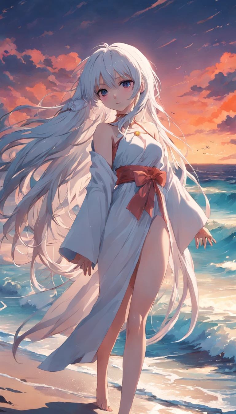 Girl on beach. Ready for sex with no clothes except for socks with white hair