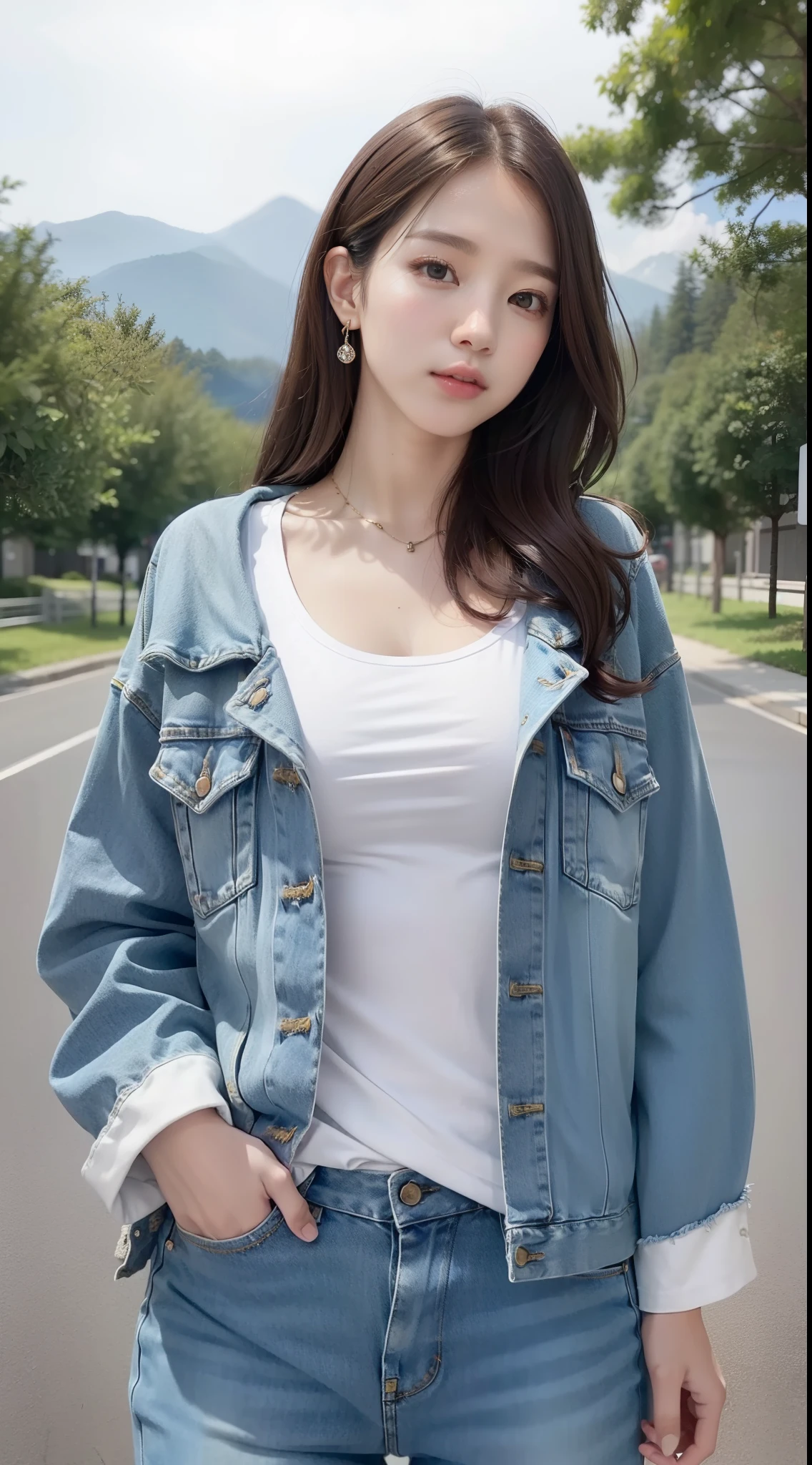(Best Quality, 8K, 32K, masutepiece, nffsw: 1.2), ( Tall gravure model),Woman with dark brown hair, Professional Lighting, Photon mapping, Radio City, (high-detail skin: 1.2), ((squatting with legs open,)) ((Provocative Dynamic Poses)),  (top-down view: 1.5),(natural soft light、Gymnasium:1.1) ((vestments、denim jackets、lowerbody、a miniskirt、white  panties、White panties are visible、Panchira)) 、hyperdetailed face, Detailed lips, Detailed eyes, Double eyelids, Gymnasium, Gymnasium、A smile