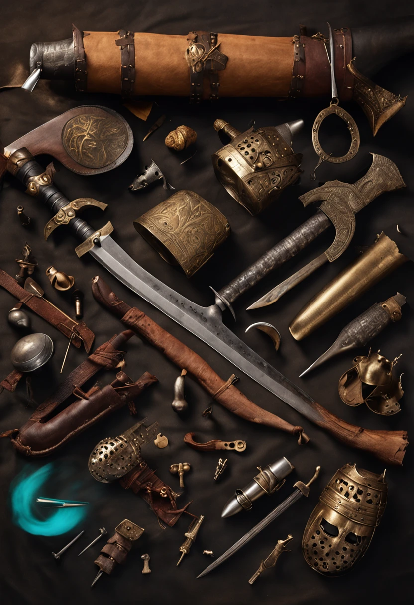 Knolling, Photo, medieval weapons