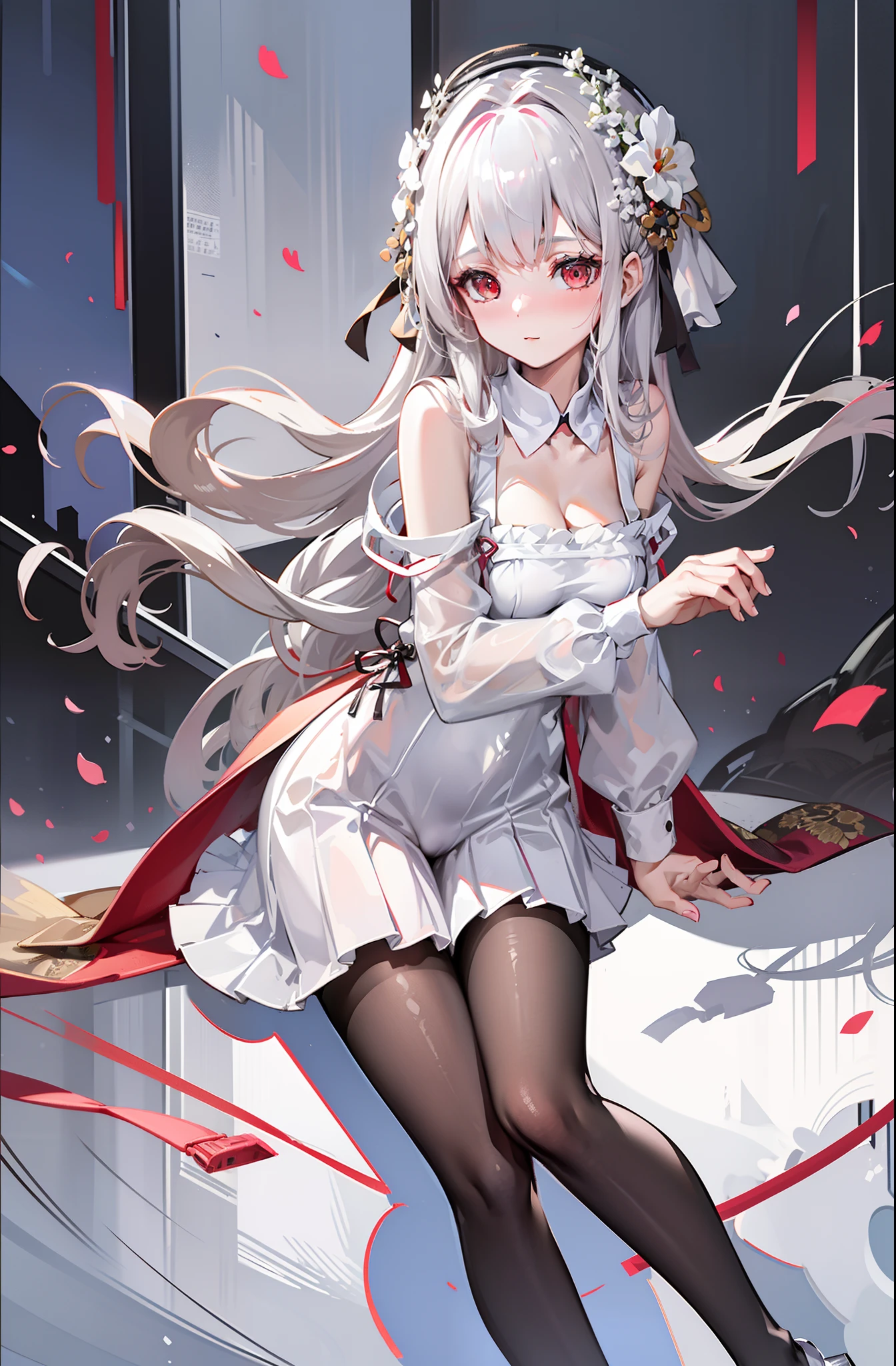 one-girl,Full body in camera,full bodyesbian,C cup,(tmasterpiece),(best qualtiy),(A pink-haired,long whitr hair:2,White flower decoration,White hairpin),(black pantyhoses,lacepantyhose,stocklings,Full body pantyhose),(Black bandeau cheongsam,Silk cheongsam),Bare back,Shoulders exposed,Chest exposure,(panties are visible:1.5,White panties),鎖骨,(Hold your cheeks with your hands,tilts your head),(cuteexpression,ssmile,Playful),(Be red in the face,putting makeup on, Blushlush),(White high heels,Pink cherry blossom decoration),(Light red carpet,Golden decoration),SakuraNS, the night,have to pee,Pee,pissing,Pee yourself,Top lighting,16k,High- sharpness,high qulity,wide wide shot,Bright colors,Exquisite hand details,Exquisitehands