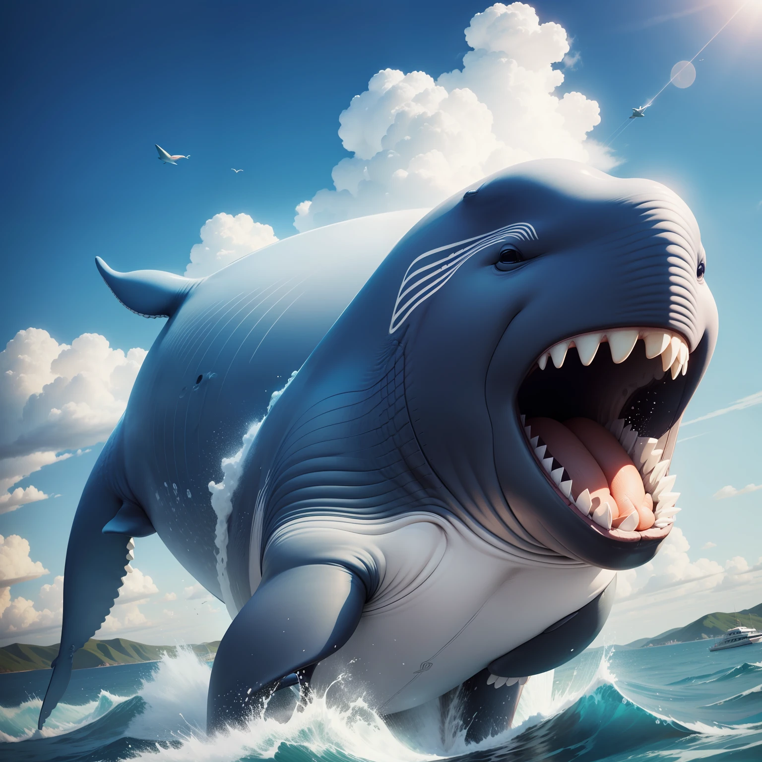 animation whale facing the front