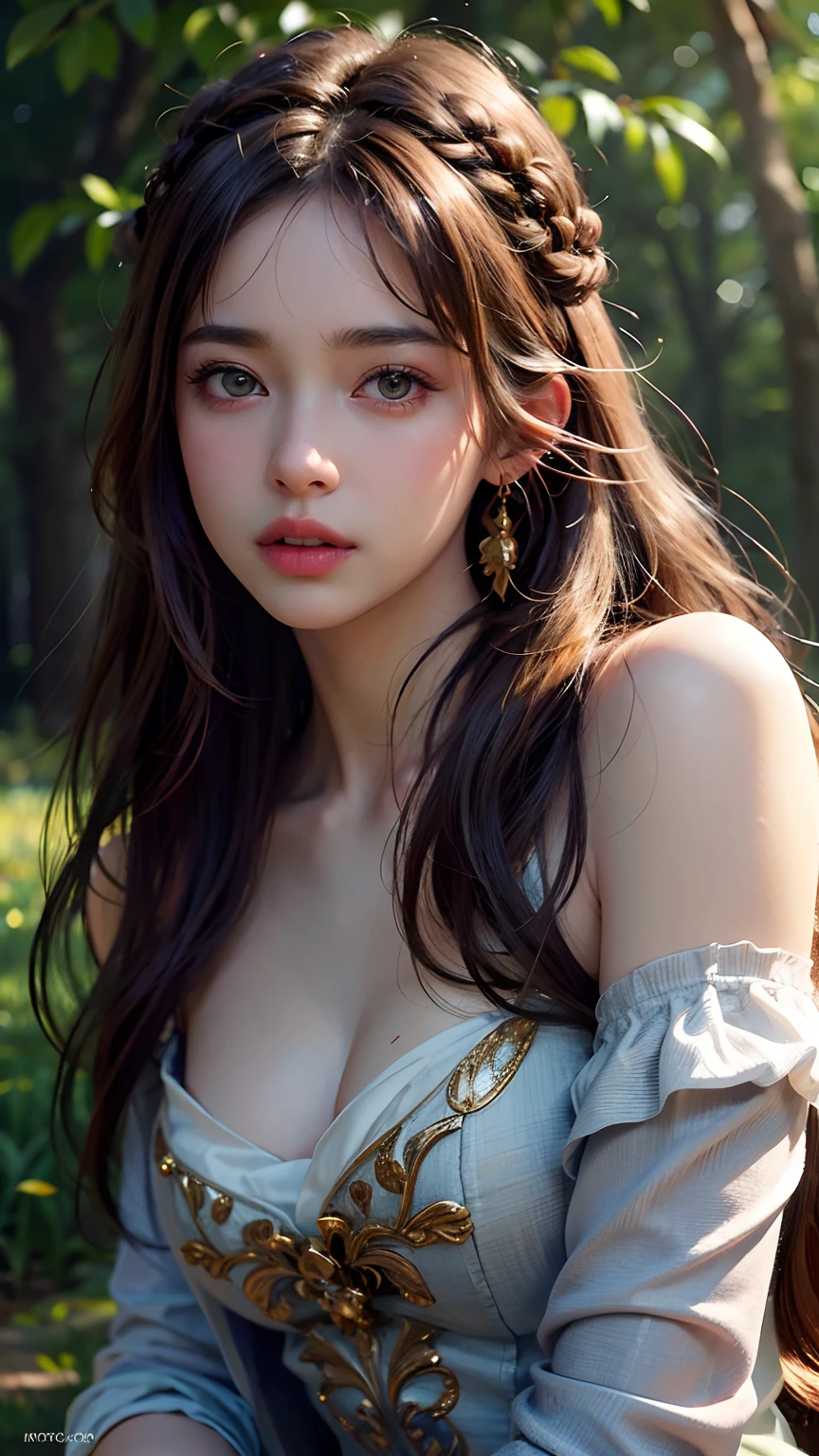 (RAW photo, Best quality), (Realistic, photo-realistic:1.3),Best quality,Highly detailed,Masterpiece,Ultra-detailed,illustration,1girll,The upper part of the body_Body,Dynamic Angle,world masterpiece theater,Messy_Long_Hair,Best quality,Extremely detailed Cg Unity 8K wallpaper,...