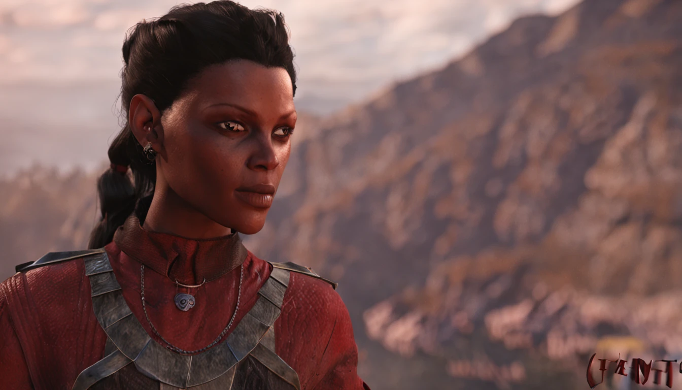 Tiefling, the woman in Baldur's Gate 3,with fair skin,The pupils are red
