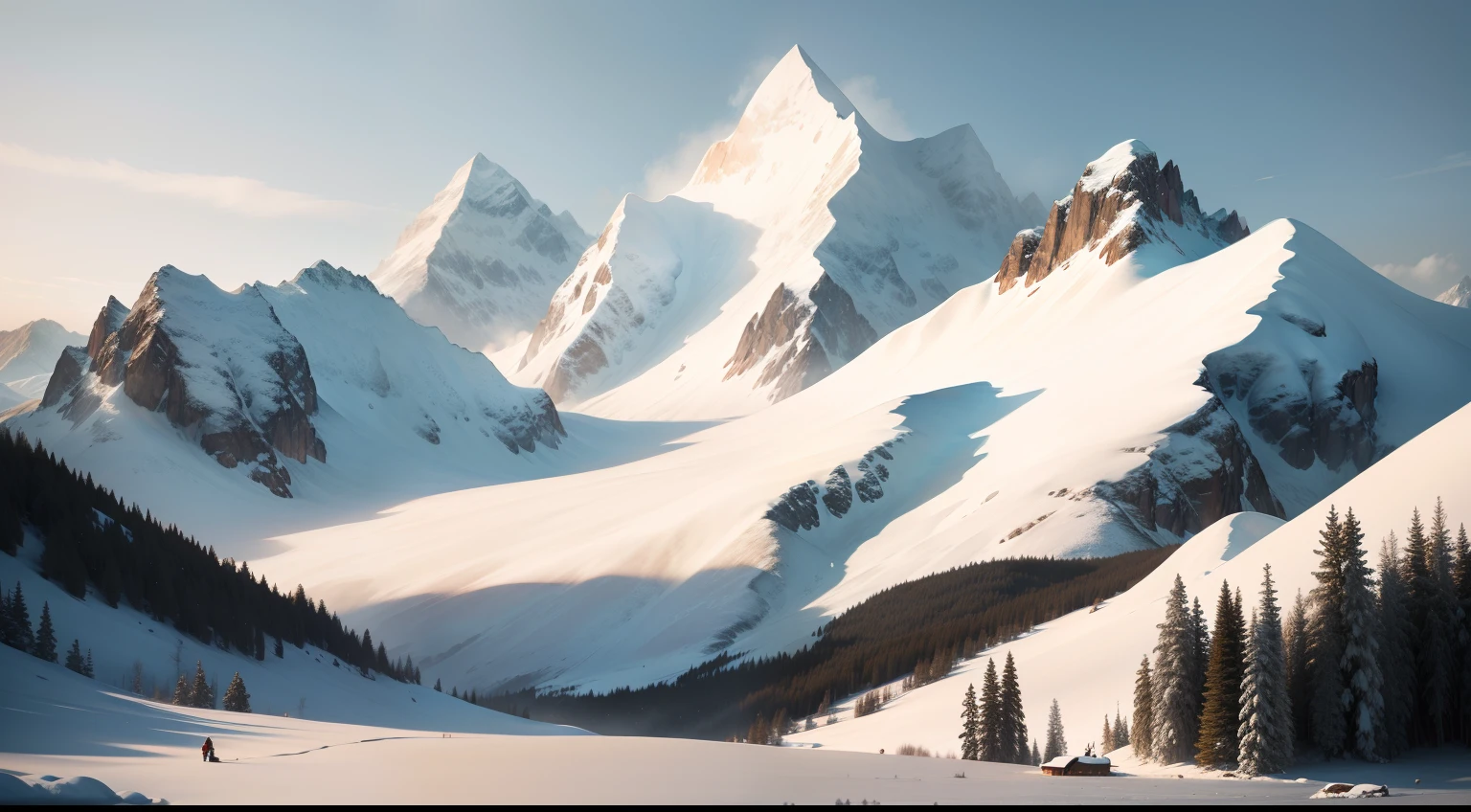 snowy day,Mountains,white backgrounid
