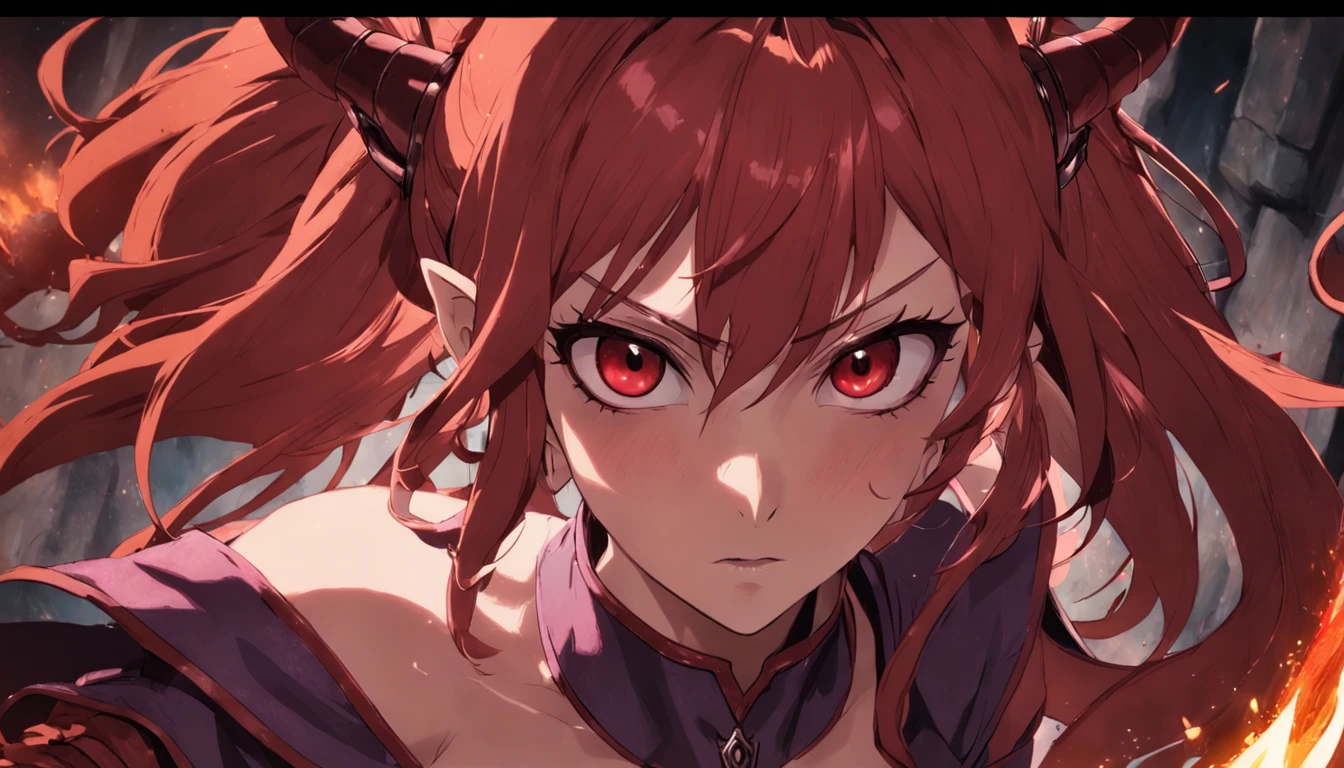 Tiefling, the woman in Baldur's Gate 3，with fair skin，The pupils are red