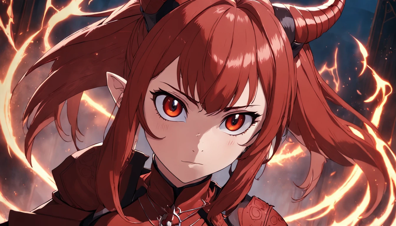 Tiefling, the woman in Baldur's Gate 3,with fair skin,The pupils are red