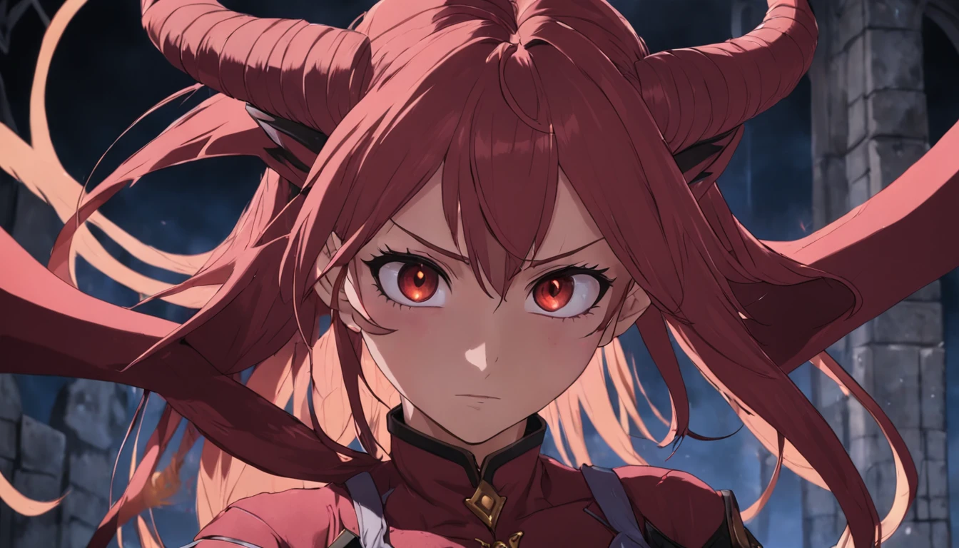 Tiefling, the woman in Baldur's Gate 3,with fair skin,The pupils are red