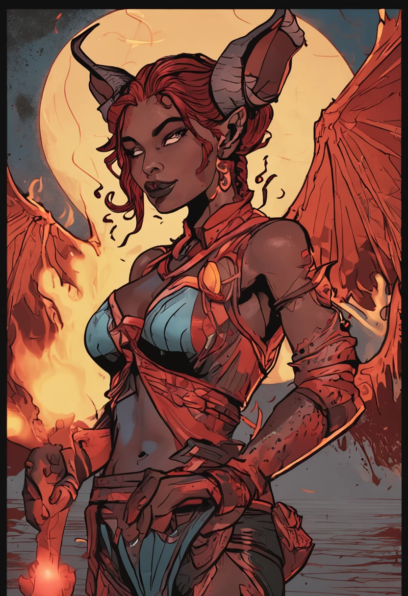 Baldur's Gate 3 ；Female Tiefling；with fair skin；mages；Fireball