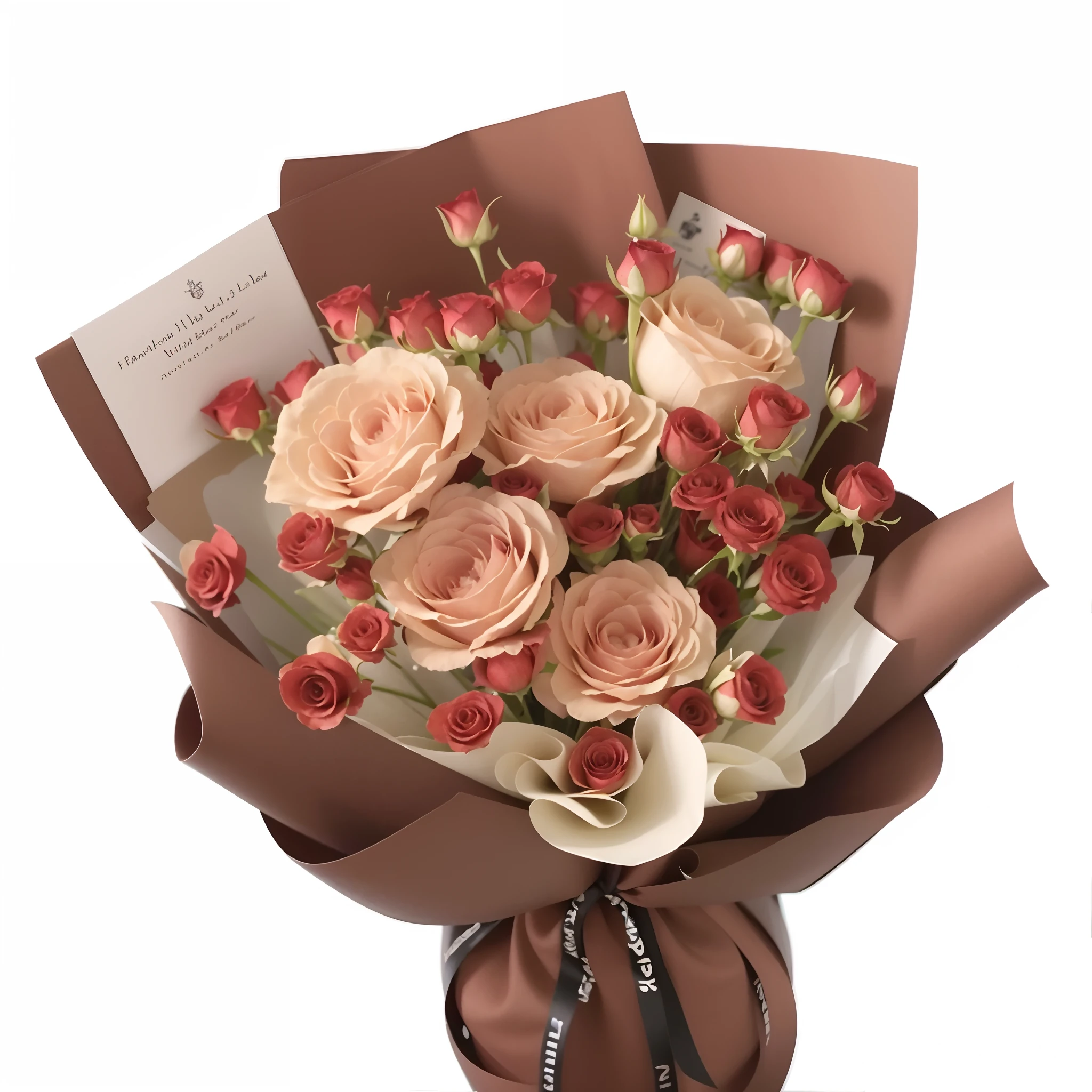 There is a bouquet of roses and calligraphy in the vase, Bouquet, Brown Flowers, delicacy, surprise, flower bouquet, Lovely, H 576, warm, 360*, crown of mechanical peach roses, amber, for a beautiful, elegant flowers, flower, shaxi, 480p, 4 8 0 p, ERU