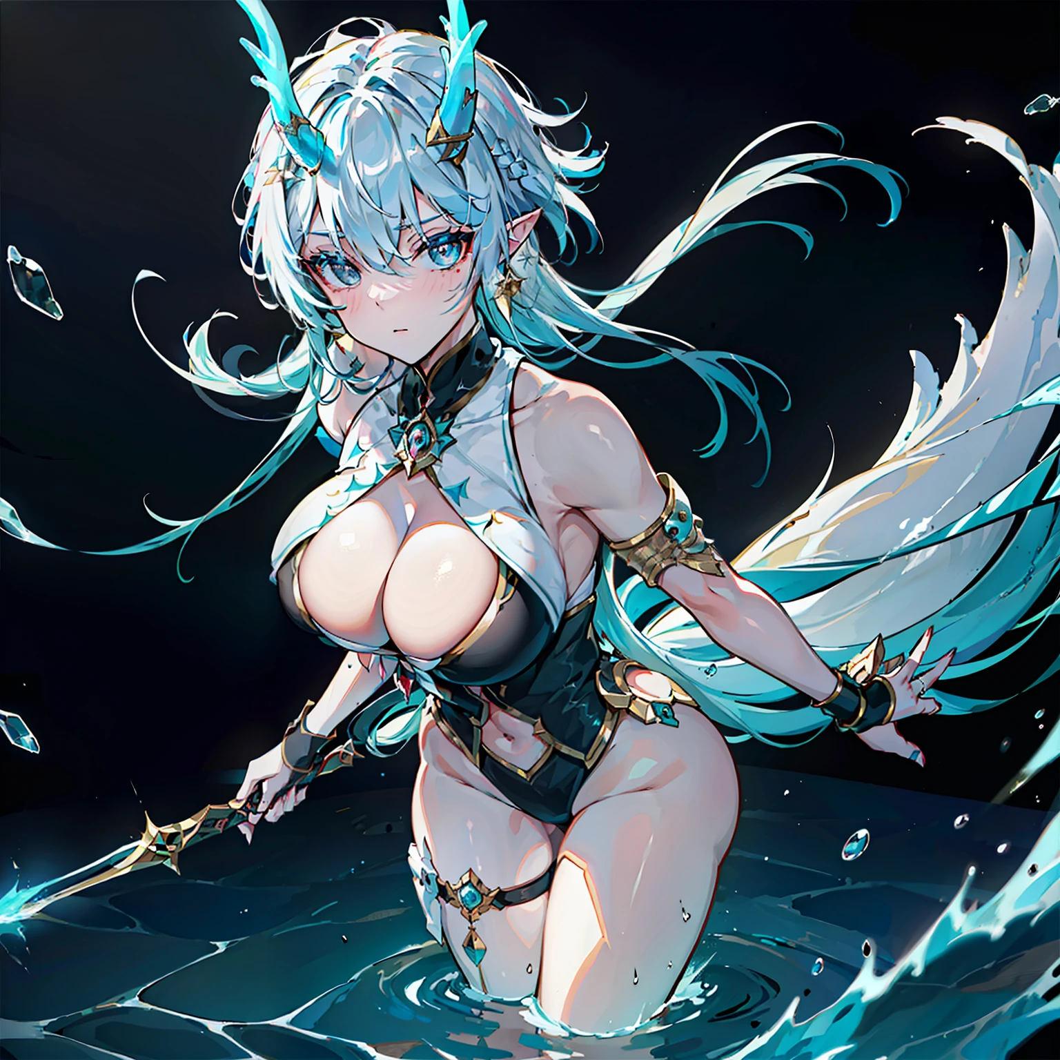 A beautyful girl,Black dragon horn,,cabelos preto e longos,Black eyes,tear-mole,full bodyesbian,long leges,C cup,Outdoor background,Control the beast,Clear facial features、Amazing facial features,swim wears、beachside,hair adornments,Super complex design,Stunning lighting,C4D,oc rendered,cinematic rim light,Fine light,tmasterpiece,super detailing,Epic composition,hyper HD,high qulity,32K