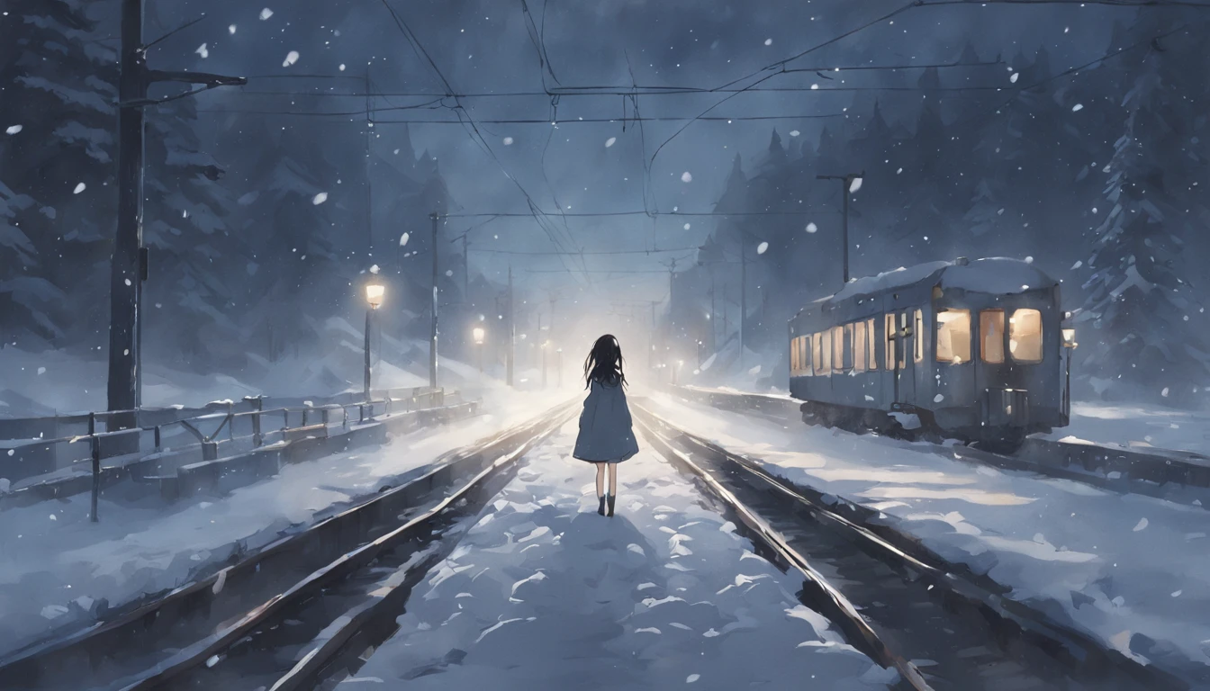 After passing through the long tunnel of the border, it was a snowy country. The bottom of the night turned white. The train stopped at the traffic light.
My daughter stood up from the seat on the other side and dropped the glass window in front of Shimamura. The cold air of the snow flowed in. She climbed out the window and shouted into the distance,
"Station length an, station length an"
The man who slowly stepped on the snow with the light turned down was wrapped over his nose with a lapel wrap and hat fur hanging over his ears.
When Shimamura looked out, wondering if it was already that cold, he saw that the barracks that looked like railway government buildings were scattered coldly at the foot of the mountain, and the color of the snow was swallowed up by darkness before he could go that far.