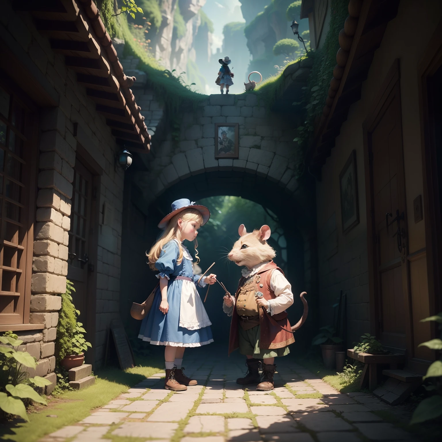 at 8K resolution、The rat and the dwarf who wandered into Alice in Wonderland、Eta、Depicts a retro world view woven by shining creatures